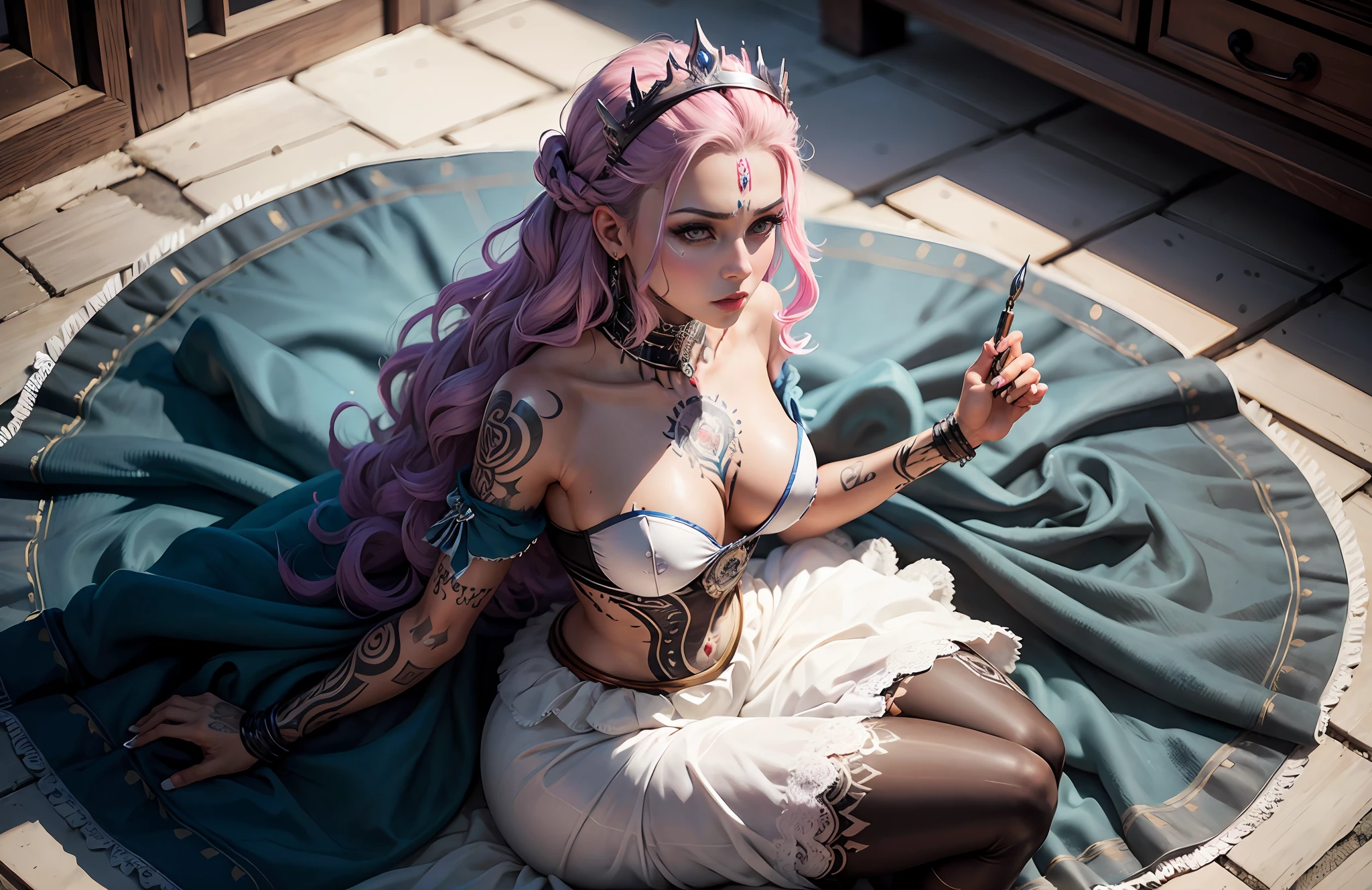 princesa lobo en taparrabo con tatuajes y una mascara de ironman foto realista --auto