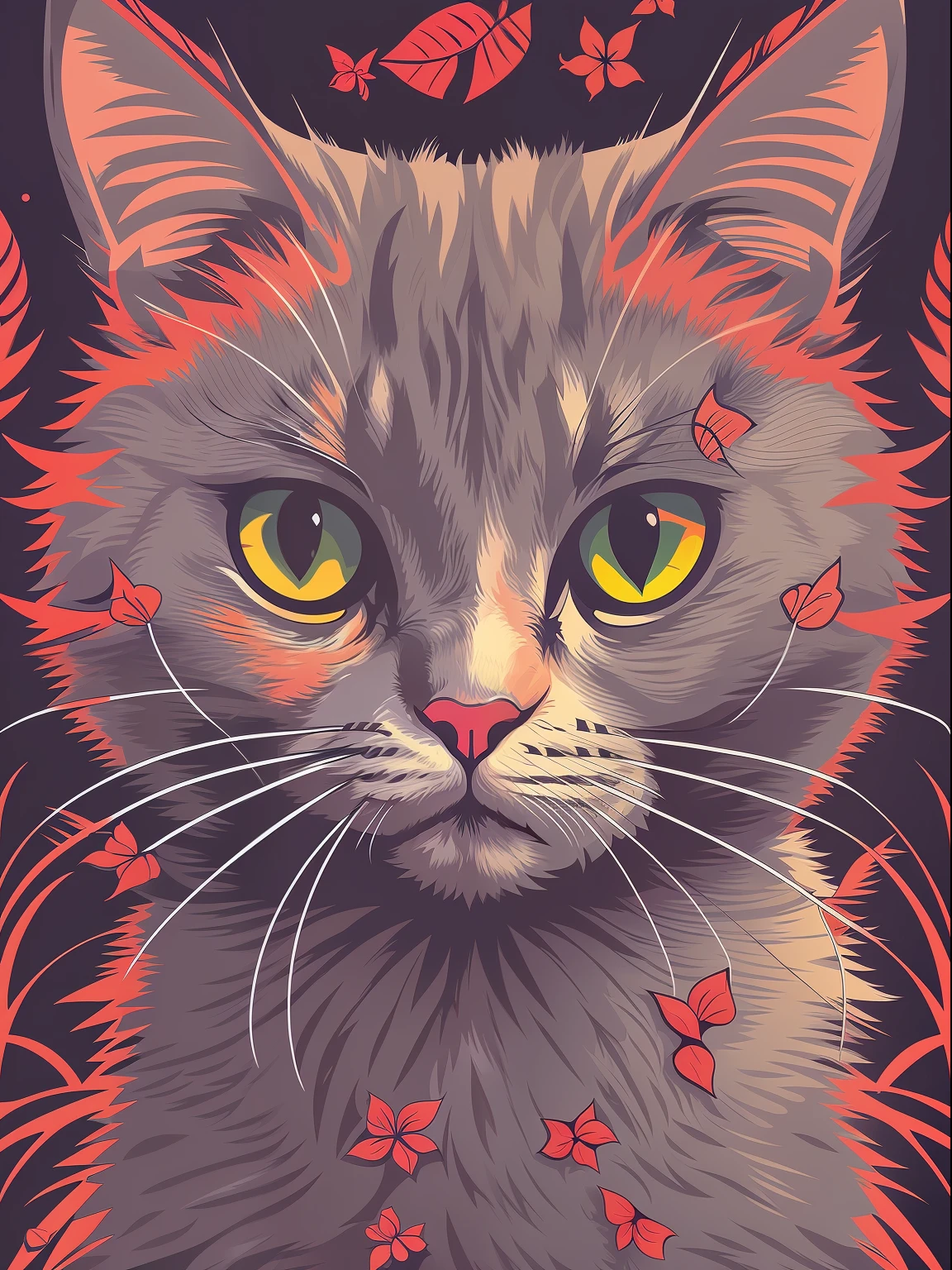 Vector art,cat,8k,super detail