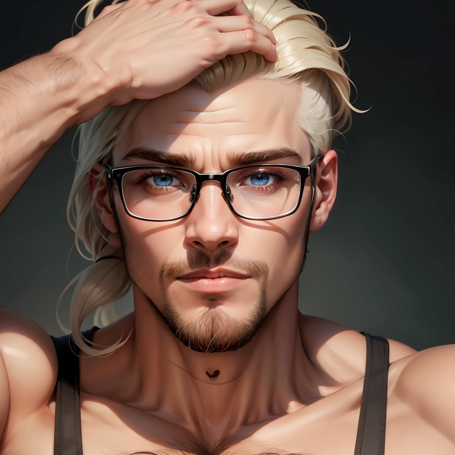 Homem cabelo cacheado e raspado nas laterais  . Pele moreno claro e cabelos escuros. Glasses fleshy mouth middle nose beautiful eyes