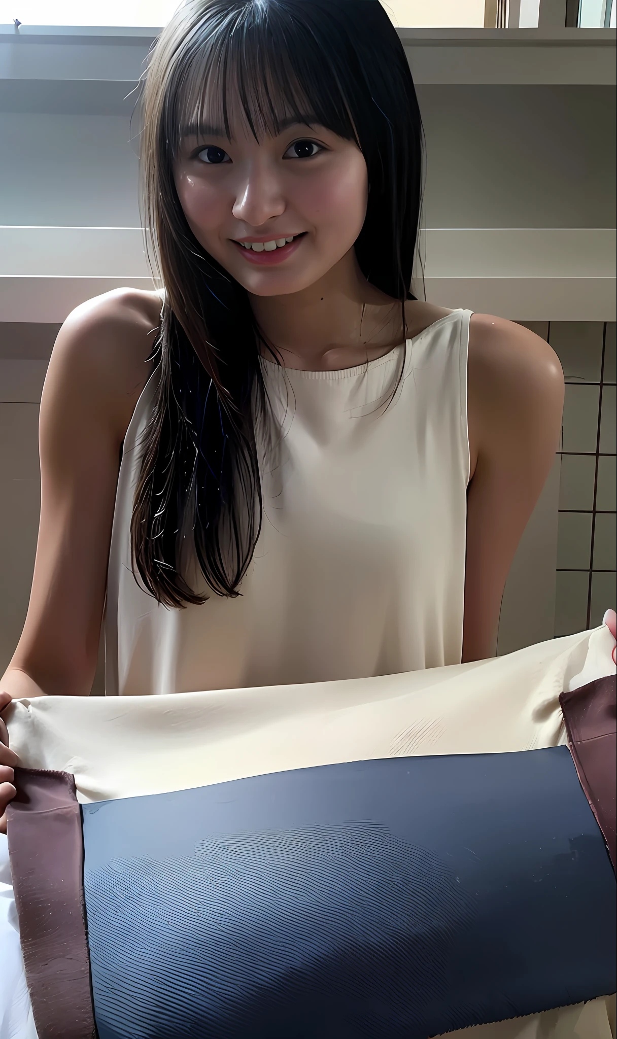 fullnude、1girl in, Exotic and beautiful beaches, Sunset, romantic, fullnude ,Smile,Full Extent、Full Body Display