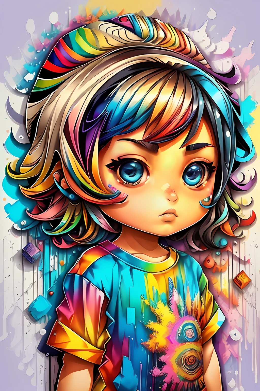 adesivo, desenho tshirt, (cerebros), Eduardo Kobra acolchoamento ,multidimensional geometric wall PORTRAIT, arte, Chibi, yang08k, lindo, Colouring, Primary works, qualidade superior, melhor qualidade, Arte Oficial, Beautiful and Aesthetic,