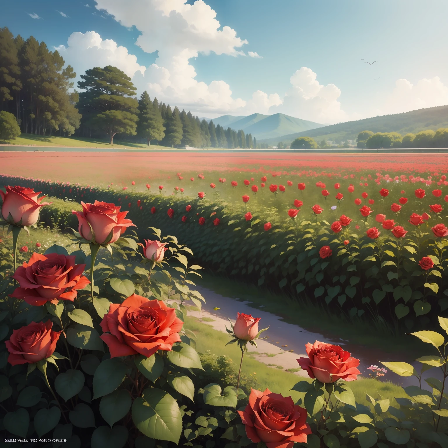 A sea of roses full of yards,Rich floral aroma、Splendid petals、Fascinating colors、Spectacular scenery。