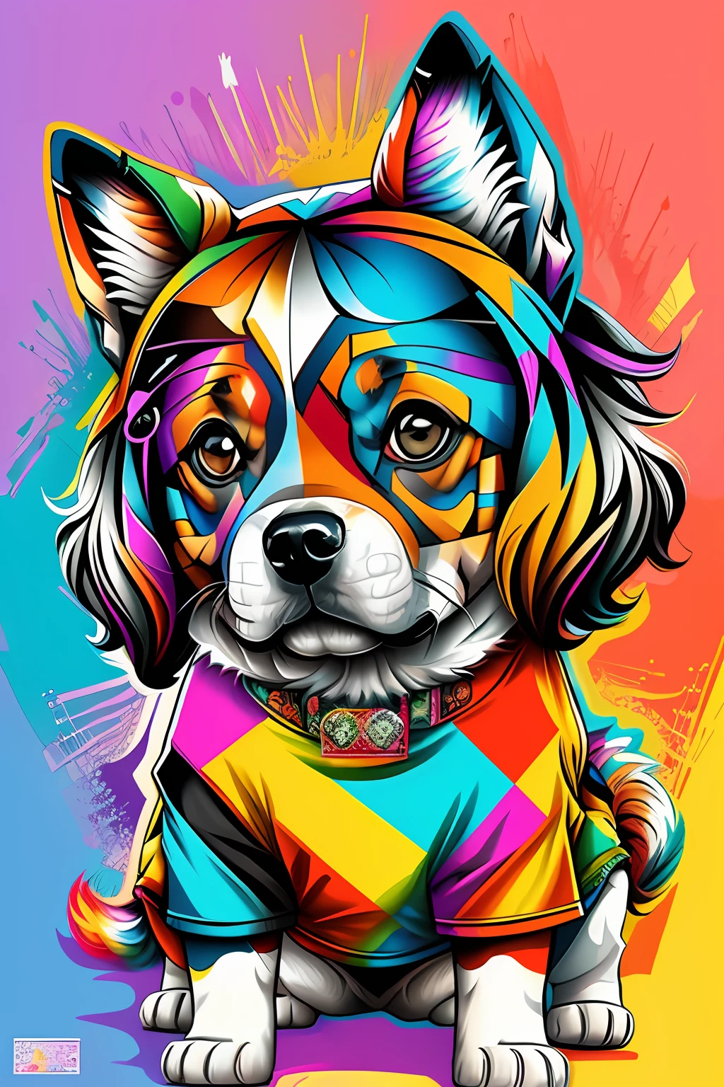 Tshirt do logotipo, Adesivo (dog),  Eduardo Kobra acolchoamento ,multidimensional geometric wall PORTRAIT, arte, Chibi,
Yang08k, lindo, Colouring, T-shirt design
Primary works, qualidade superior, melhor qualidade, Arte Oficial, Beautiful and Aesthetic,