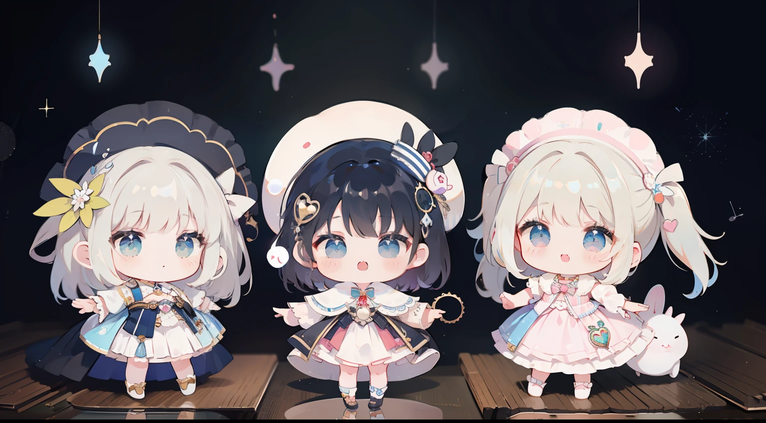 Chibi、Mini、effect、cute little、Idol Costumes、Music Background、masterpiece、Top image quality、top-quality、