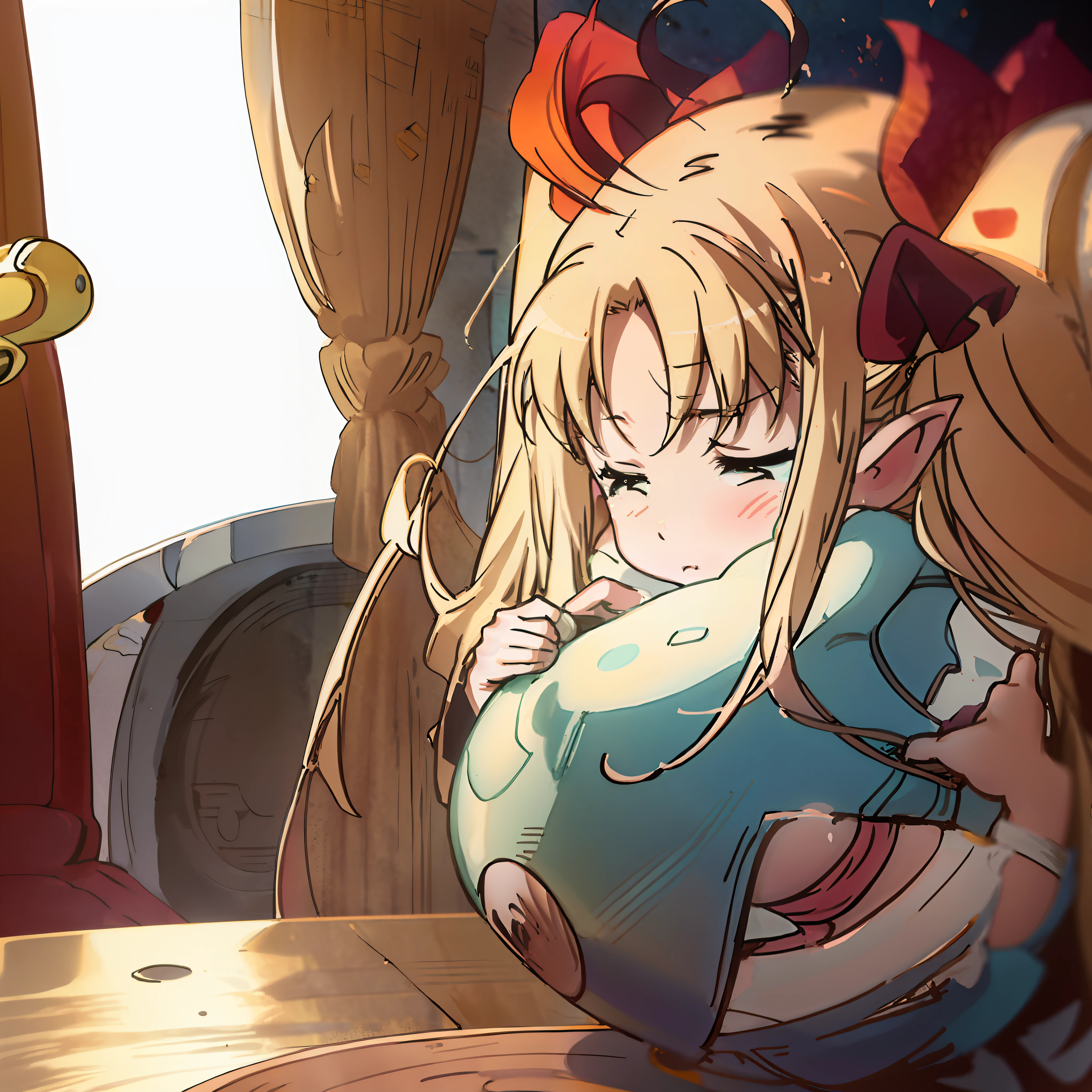 A genie,With wings,cute big breasts,Detailed pubic hair