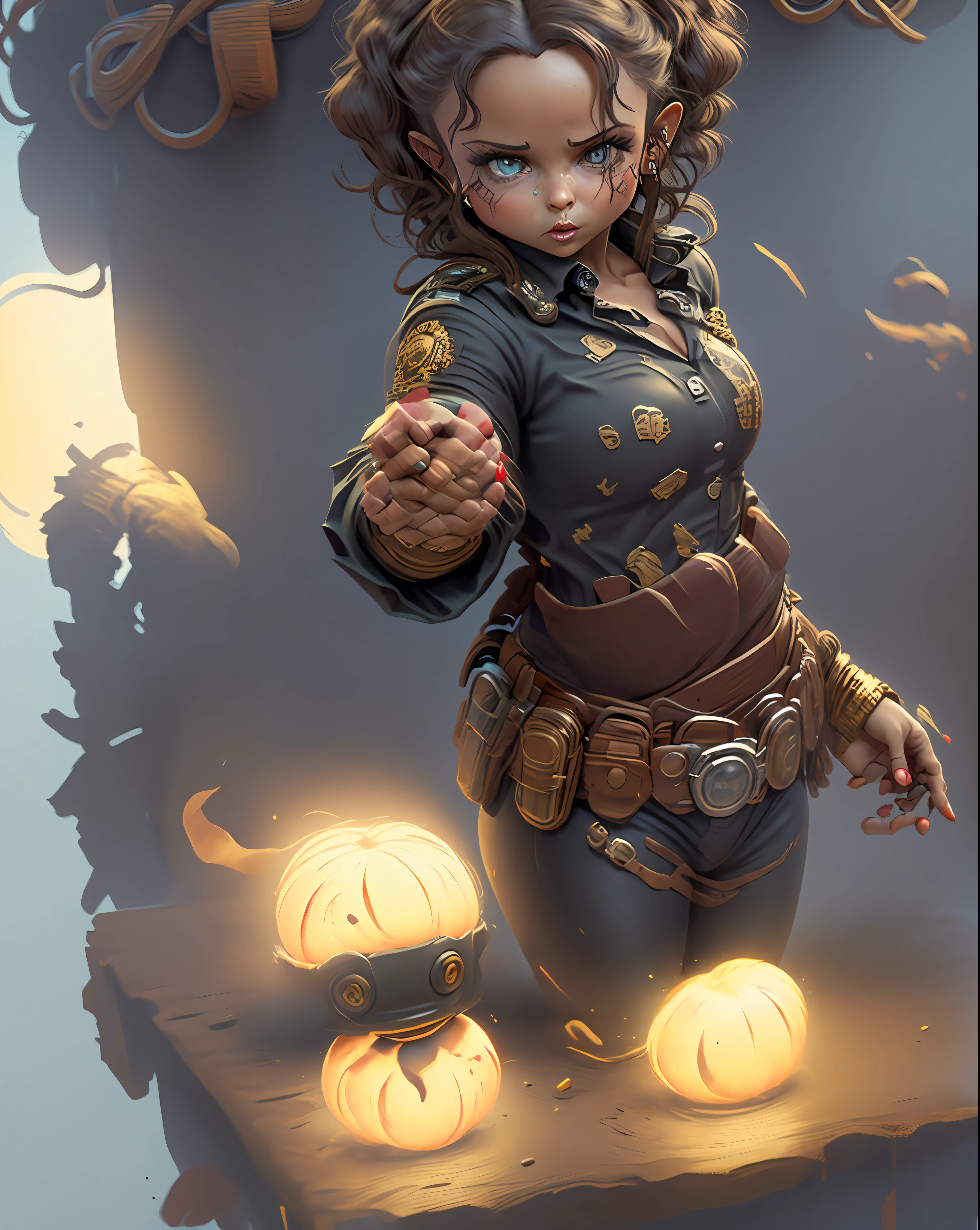 🤠👻🤖🎒Chibi style illustration with an extremely sexy and adorable woman,con un toque atrevido.