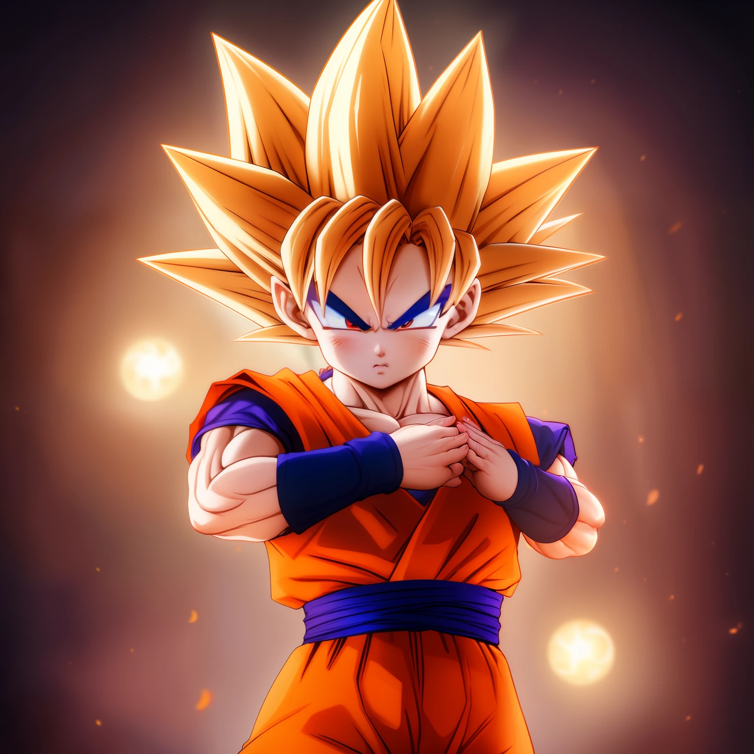 cbzbb , son_goku, ultra_instinct, charachter ,cute, little, beautiful, devian art, clenched hands, trending artstation, digital art, detailed, cute, realistic, humanoide, character, tiny,cinematic shot ,cinematic lights, son_goku, aura