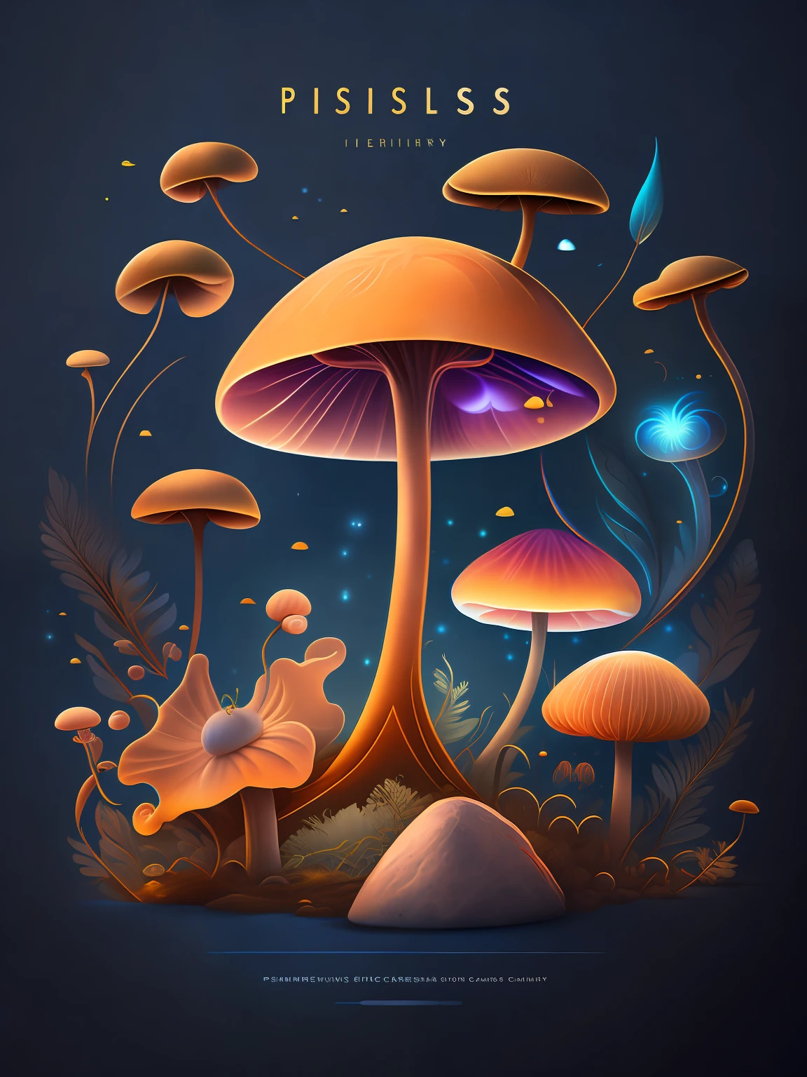 Psilocybe cubensis, design de camiseta, rzminjourney, arte vetorial, 8k