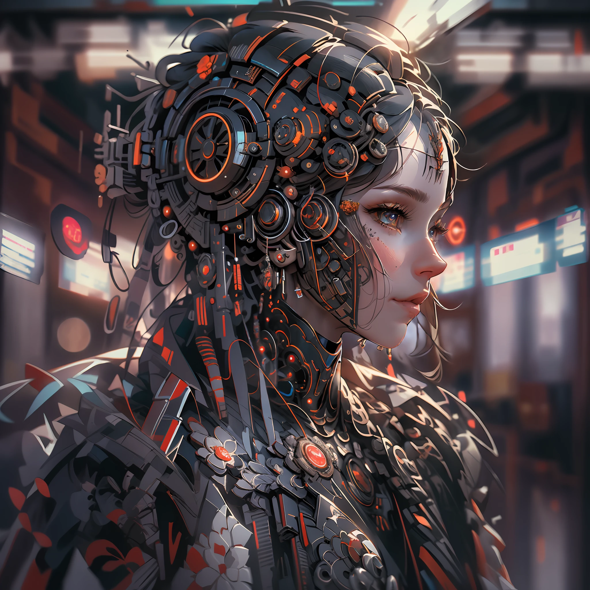 full body cyborg| full-length portrait| detailed face| symmetric| steampunk| cyberpunk| cyborg| intricate detailed| to scale| hyperrealistic| cinematic lighting| digital art| concept art| mdjrny-v4 style