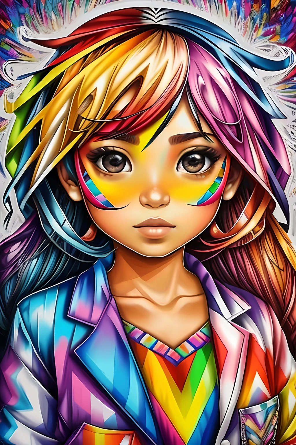 (brain human), Eduardo Kobra acolchoamento ,multidimensional geometric PORTRAIT wall, arte, chibi,
yang08k, lindo, colorido,
obras-primas, qualidade superior, melhor qualidade, arte oficial, beautiful and aesthetic,