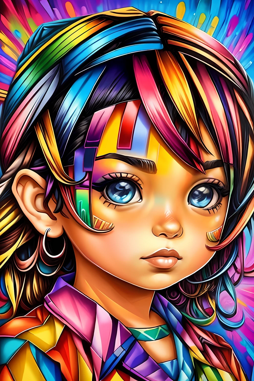 (brains), Eduardo Kobra acolchoamento ,multidimensional geometric PORTRAIT wall, arte, chibi,
yang08k, lindo, colorido,
obras-primas, qualidade superior, melhor qualidade, arte oficial, beautiful and aesthetic,