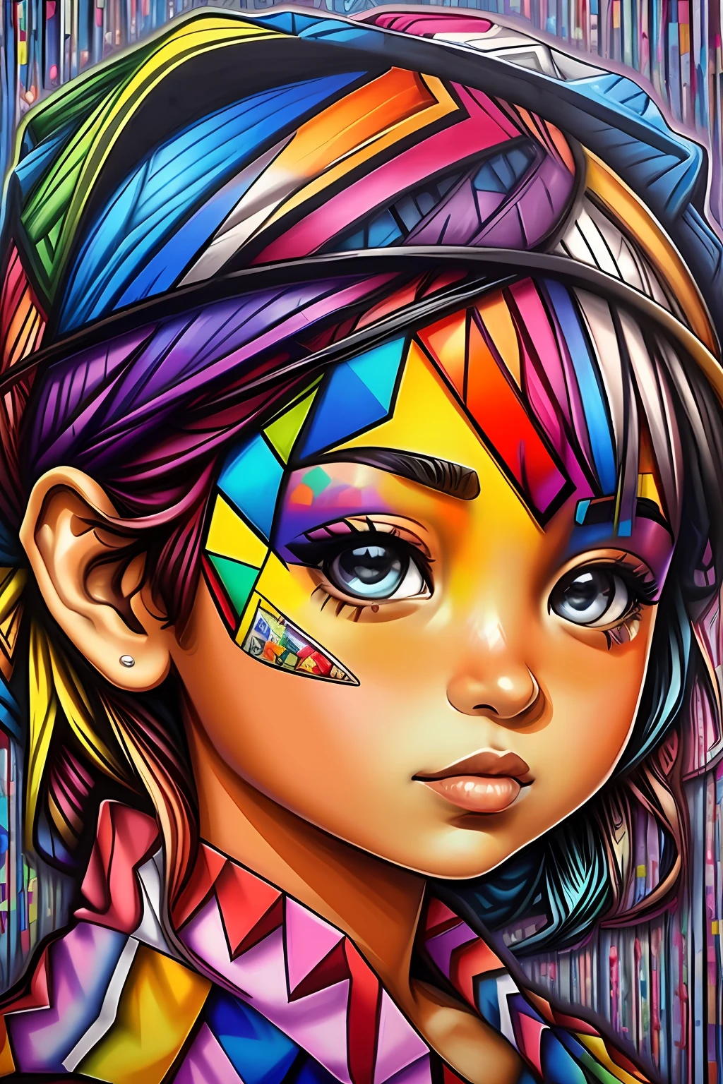 (brains), Eduardo Kobra acolchoamento ,multidimensional geometric PORTRAIT wall, arte, chibi,
yang08k, lindo, colorido,
obras-primas, qualidade superior, melhor qualidade, arte oficial, beautiful and aesthetic,