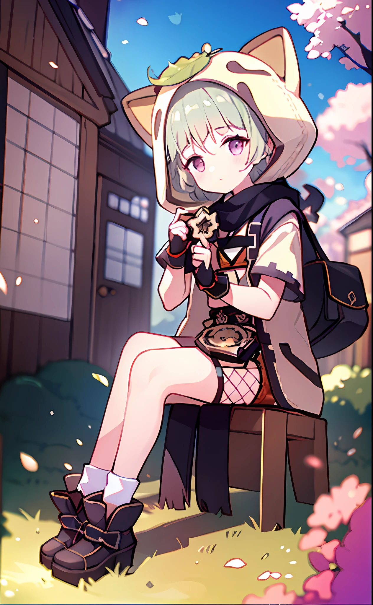 best qualtiy，（kawaii：1.1），（adolable），（A high resolution：1.2），cute female child，sitted，Holding something in his hand