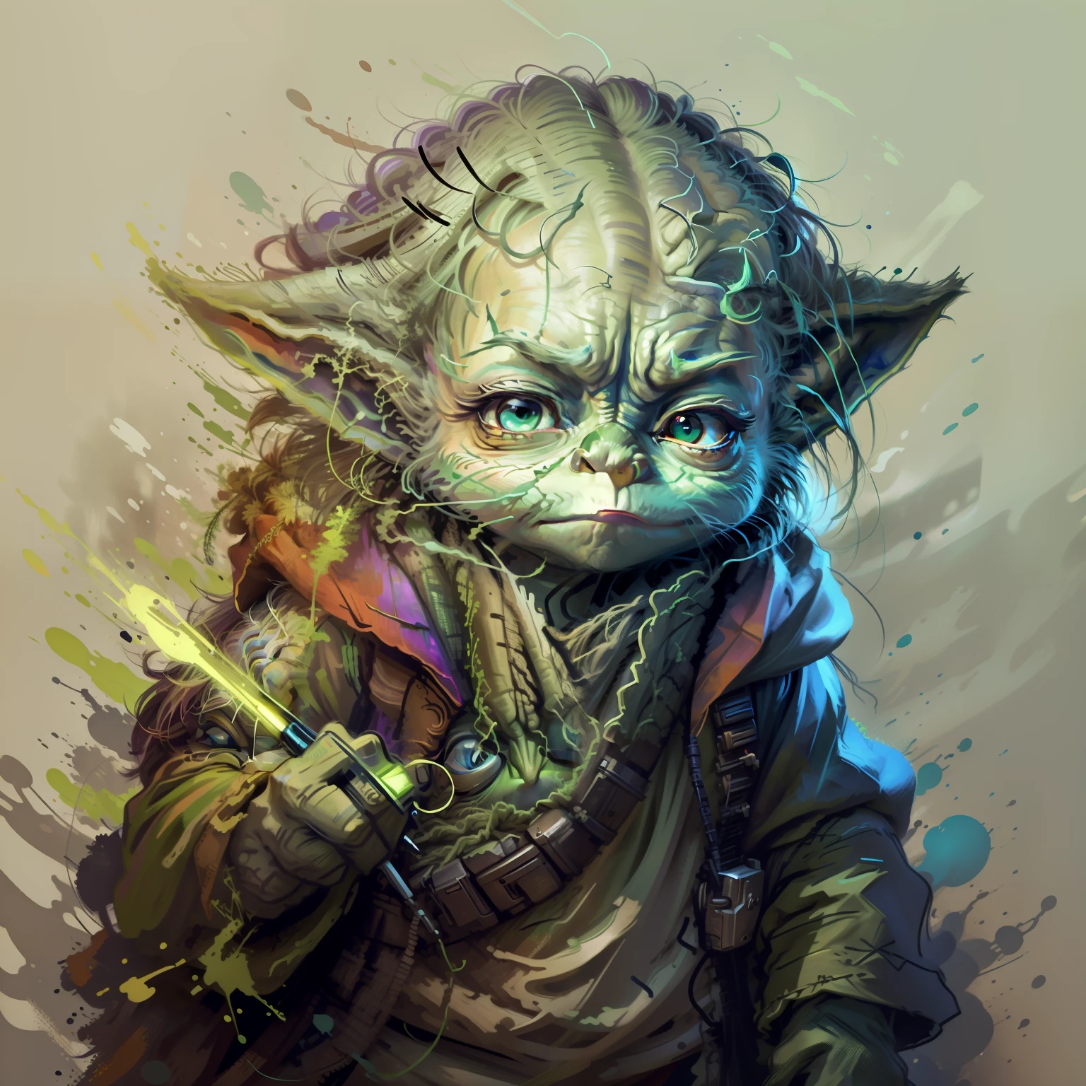yoda jovem, cores vibrantes