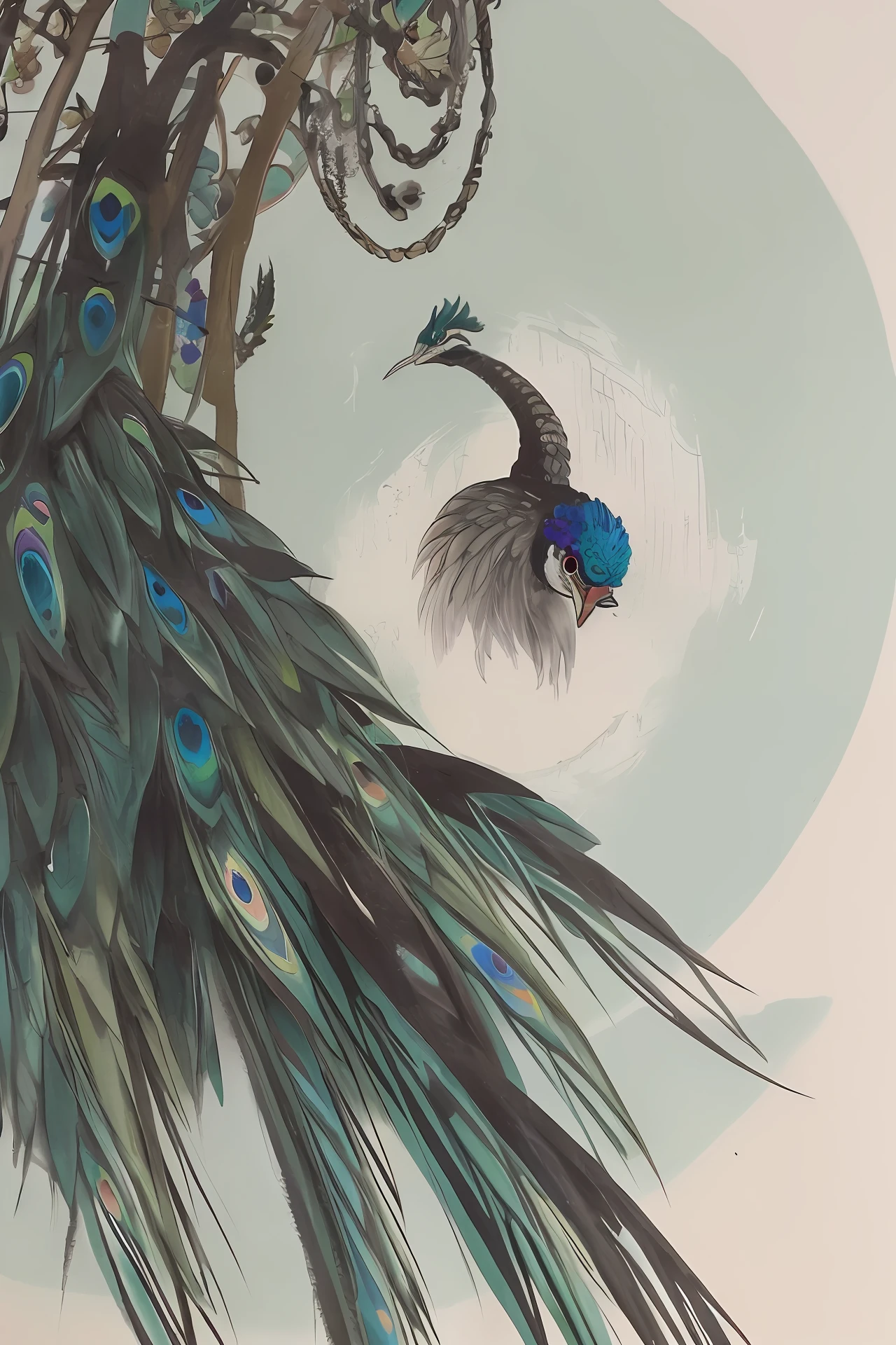 Chinese painting peacock