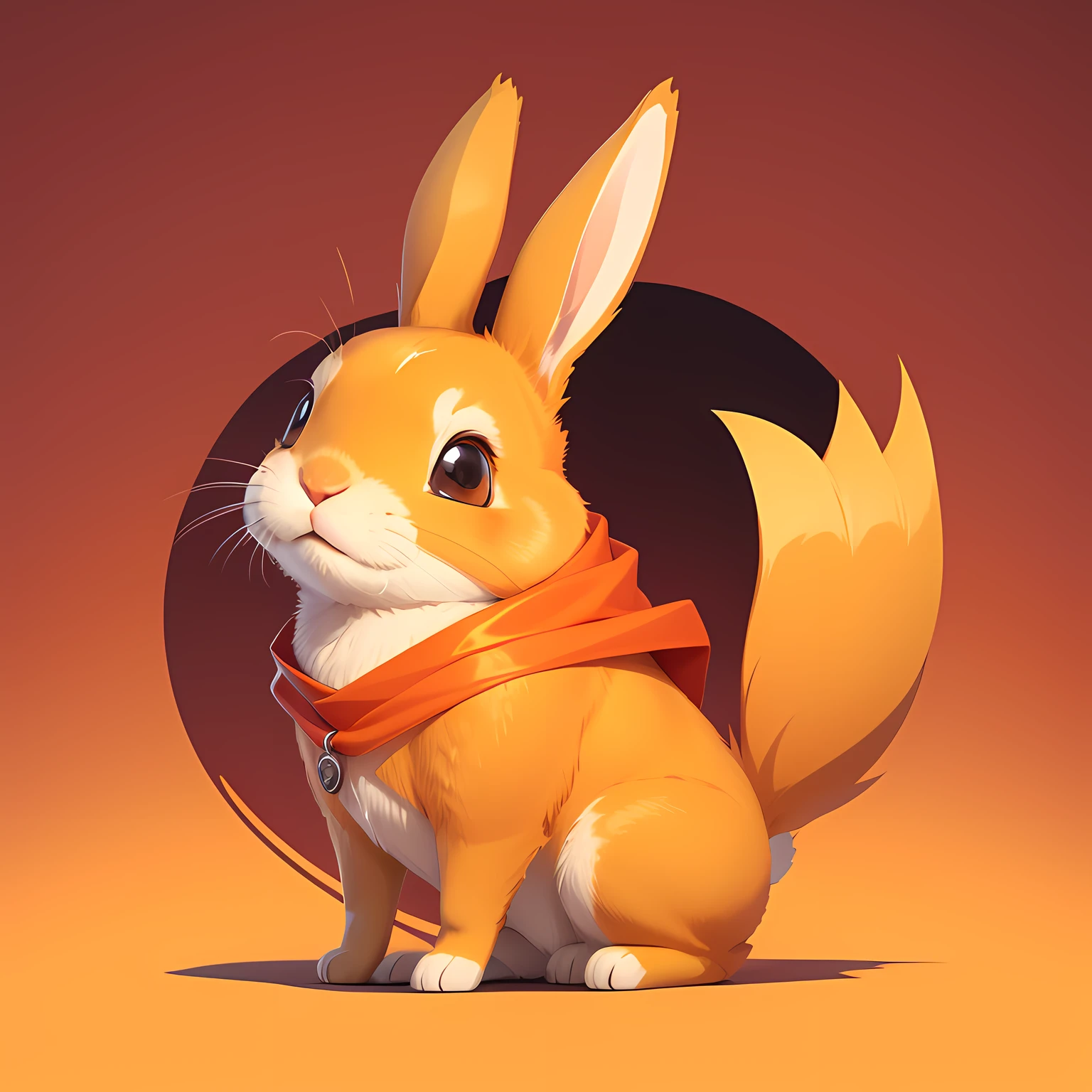 coloredic0n icon， ik1， 1rabbit， golden，red colour， flat drawing， Cartoon Bunny，