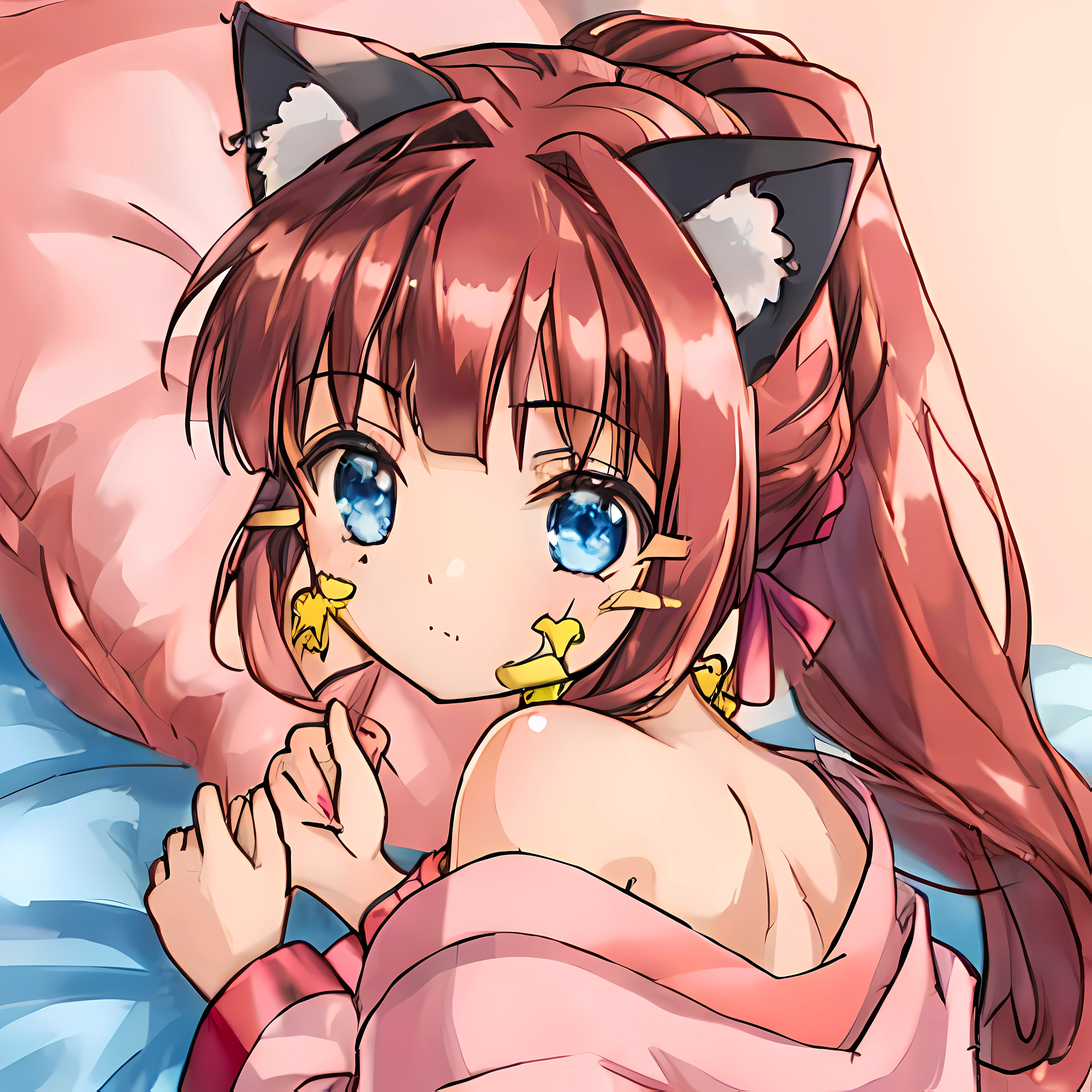 (Scribble on the face:1.8),(Highly detailed CG Unity 8k wallpaper), (Best Quality), (Super Detail), (Best Illustration), (Best Shadow), POV, Realistic lighting and shading, Natural light, Lens flare effect, BREAK, 1 beautiful girl, Solo,(Cute:1.5),(Chibi:0.8), (kawaii:1.5),(Lori:0.5), BREAK, ( ( girl), Very detailed, colourfull, highest details, BREAK, (Huge breasts: 1. 2,), Clear skin, Beautiful skin, Shy skin, 1 beautiful girl, Brown hair, (Cat ears, Ponytail, medium-Long hair: 1. 2), (Light blue eyes, long eyelashes, Double eyelids: 1. 2), Solo, gleaming skin, BREAK, (Turning red:1.2), (She has her hair tied in a bun.:1.0), (Barefoot with colorful nails:1.0), (barechested:1.2), (pink scrunchie:1.0), (star-shaped earring:1.1), (Lace headband:1.0), (Cute Accessories:1.3), (Angle from the back,a bed,Sleeping face down:1.1),(Massage room background),