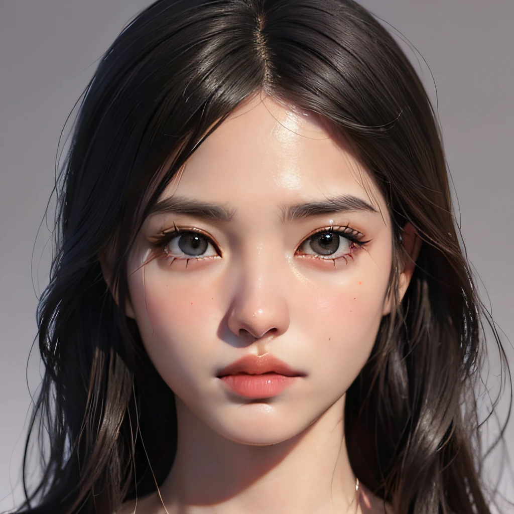 uma mulher com longos cabelos pretos e um top preto, belo rosto realista, rostos ultra realistas precisos, estilo de arte realista, rostos bonitos e realistas, rosto bonito e realista, rostos ultra realistas, Realistic. Cheng Yi, 3 d anime realista, rosto bonito hiperrealista, pintura realista da menina bonito, Estilo anime 3D realista, rosto bonito fotorrealista, Ultra - rostos realistas