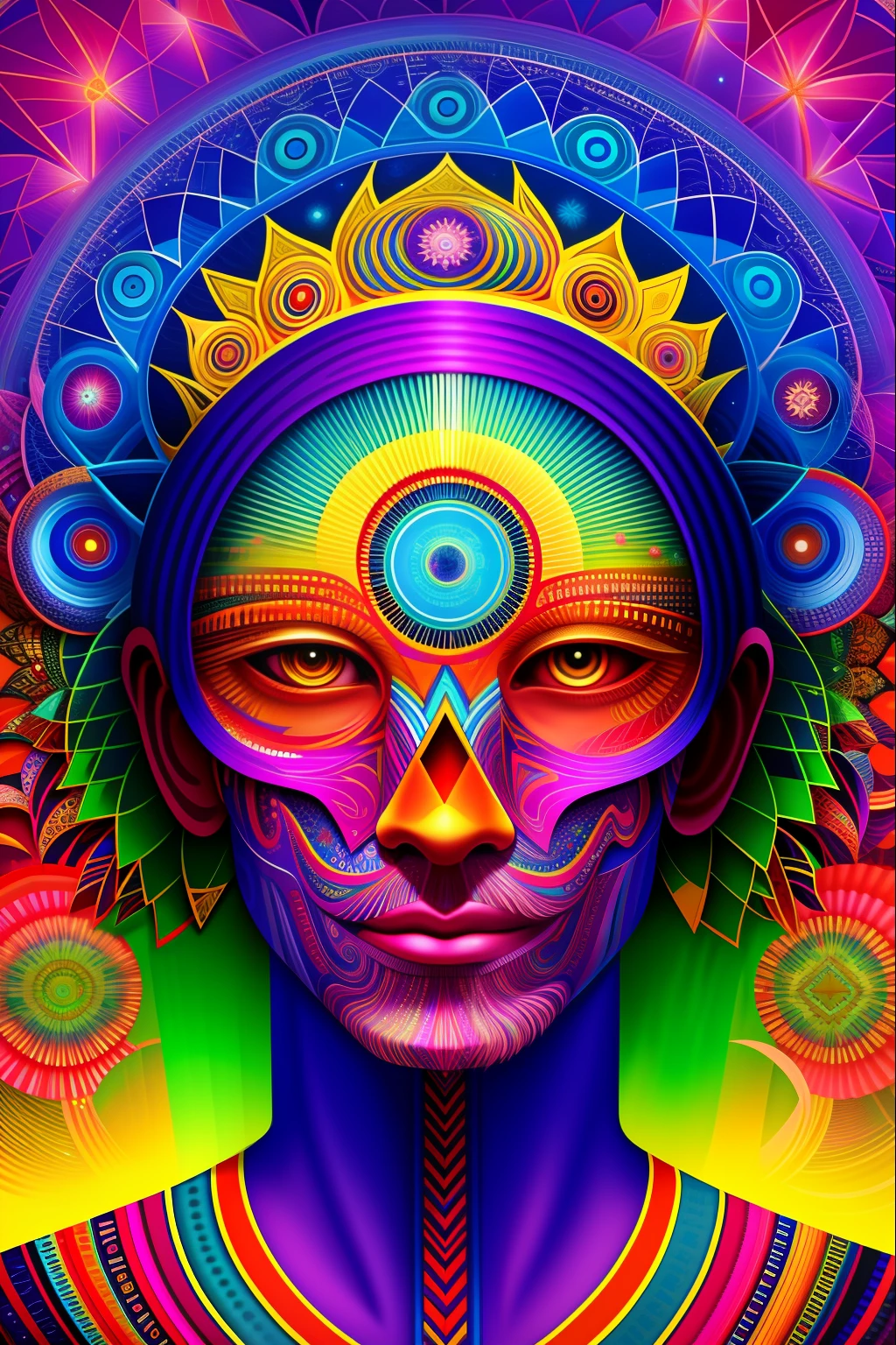a painting of a giant head with a lot of ordinary things, psychedelic surreal art, estilo dan mumford e alex grey, psychedelic illustration, hyper detailed visionary art, Hyper Visionary Art - Detailed, psychedelic artwork, surreal + altamente detalhado, arte digital altamente detalhada 4k, arte psytrance, Directed by: Justino Geraldo, arte digital detalhada 4K, Arte Trippy, Surreal psychedelic design, desenho camiseta