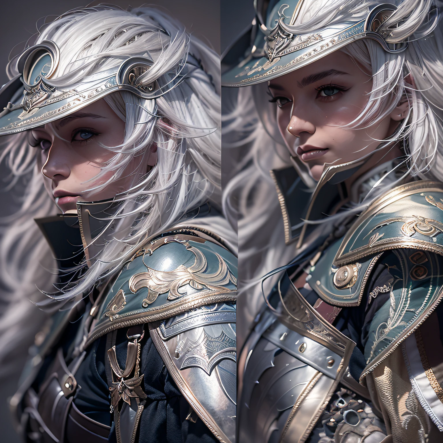 cavalier, Mighty, Silver hair, Reflectors, entire body image, hasselblatt, shadowing, in a panoramic view, A high resolution, hyper HD, move chart, Atmospheric perspective, Cinematic lighting, Masterpiece, ccurate, Textured skin, Textured skin