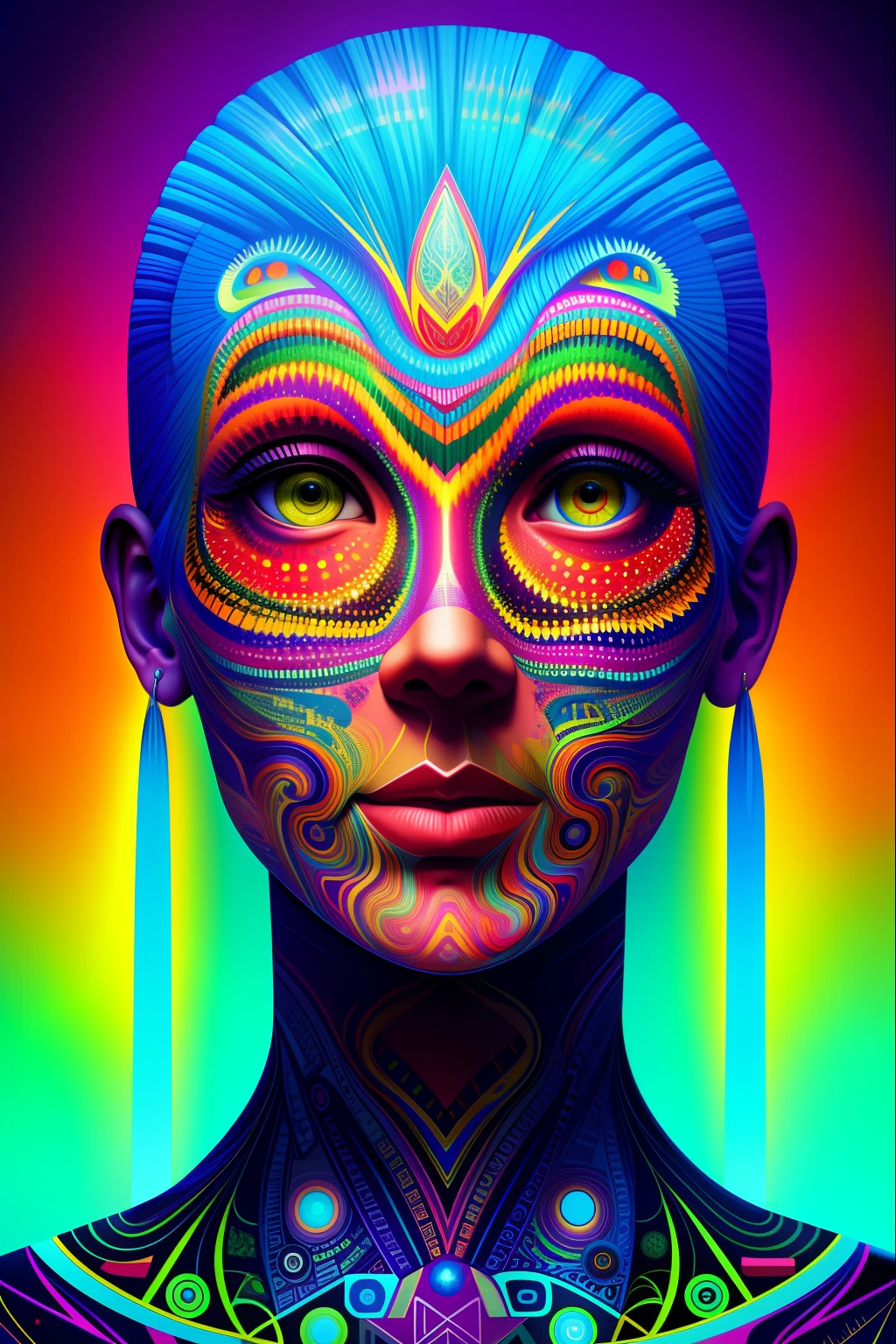 a painting of a giant head with a lot of stuff on it, psychedelic surreal art, estilo dan mumford e alex grey, psychedelic illustration, hyper detailed visionary art, Hyper Visionary Art - Detailed, psychedelic artwork, surreal + altamente detalhado, arte digital altamente detalhada 4k, arte psytrance, Directed by: Justino Geraldo, arte digital detalhada 4K, Arte Trippy, design surreal