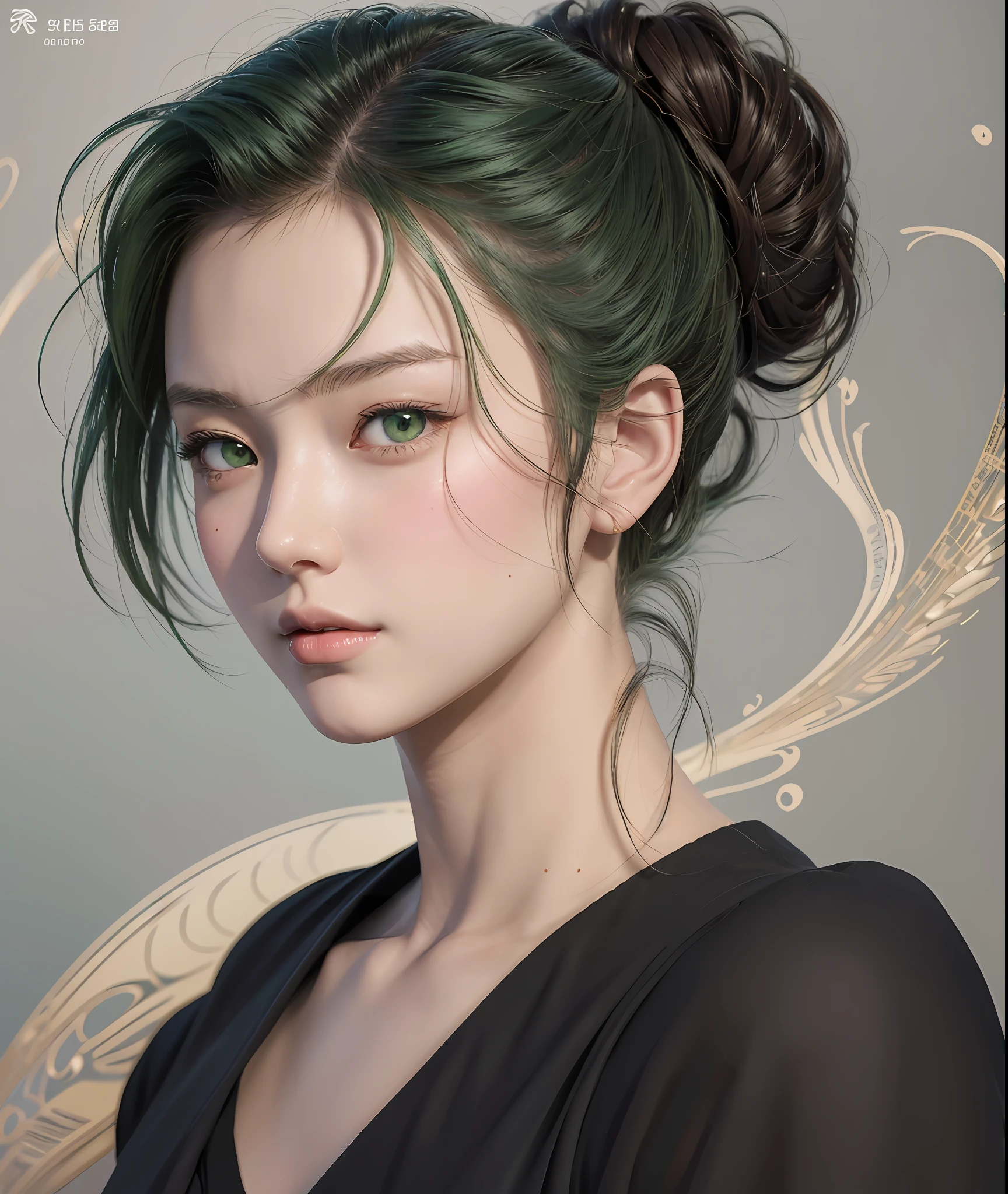 anime - style portrait of a man with green eyes and a messy bun, detailed portrait of anime boy, detailed character portrait, stunning anime face portrait, anime style portrait, rossdraws portrait,anime character portrait, detailed digital anime art, painted in anime painter studio, detailed anime character art, character art portrait.