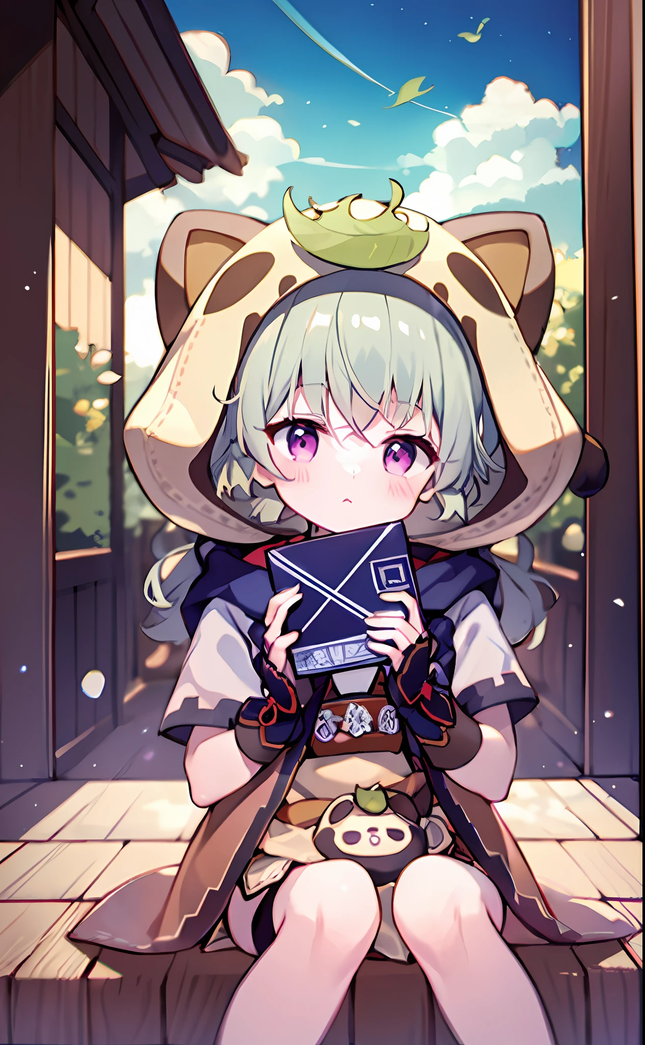 best qualtiy,(kawaii:1.1),(adolable),(A high resolution:1.2),cute female ,sitted,Something in hand