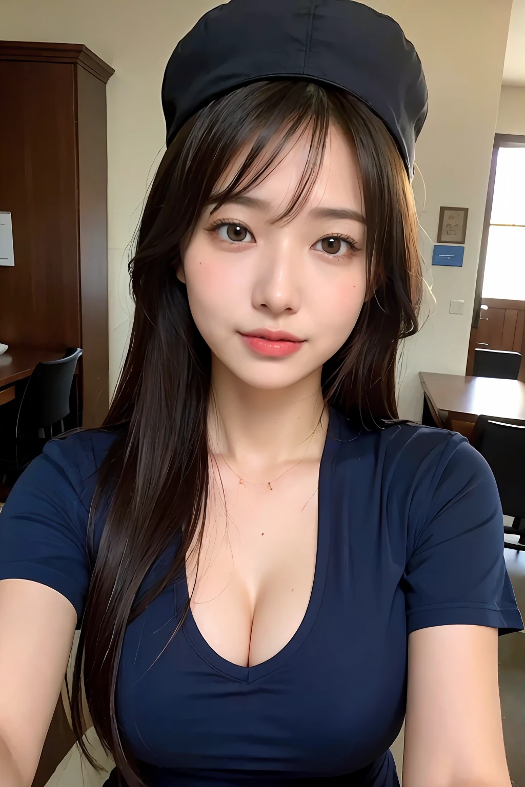 (8K、Raw photography、top-quality、masterpiece:1.2)、high-definition RAW color photography、professional photograpy、(realisitic、photoRealstic:1.37)、ciinematic light、1girl in、A smile、Nurse、Upper body close-up、Overflowing breasts、爆乳、huge-breasted:2.0、hospitals、nurse's outfit、Breasts overflowing from clothes、Sexy Nurse、Heavy makeup