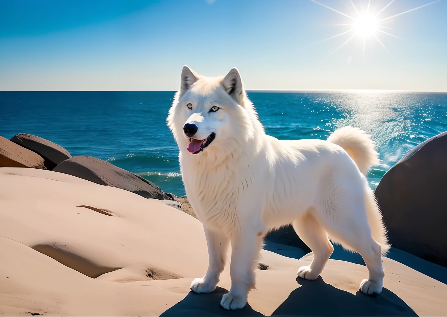 Arctic wolf black border long tail genitals