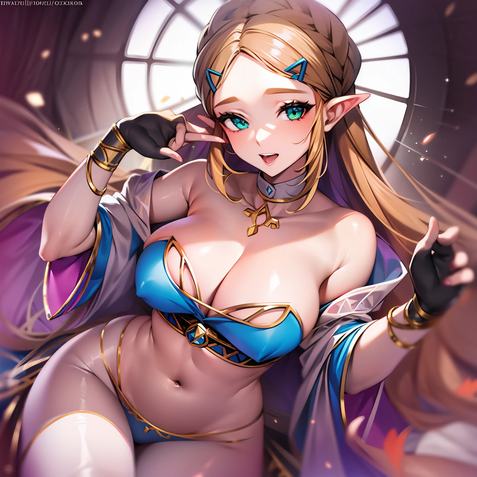 zelda\(princess\), 1girl, solo,breasts,sexy pose,