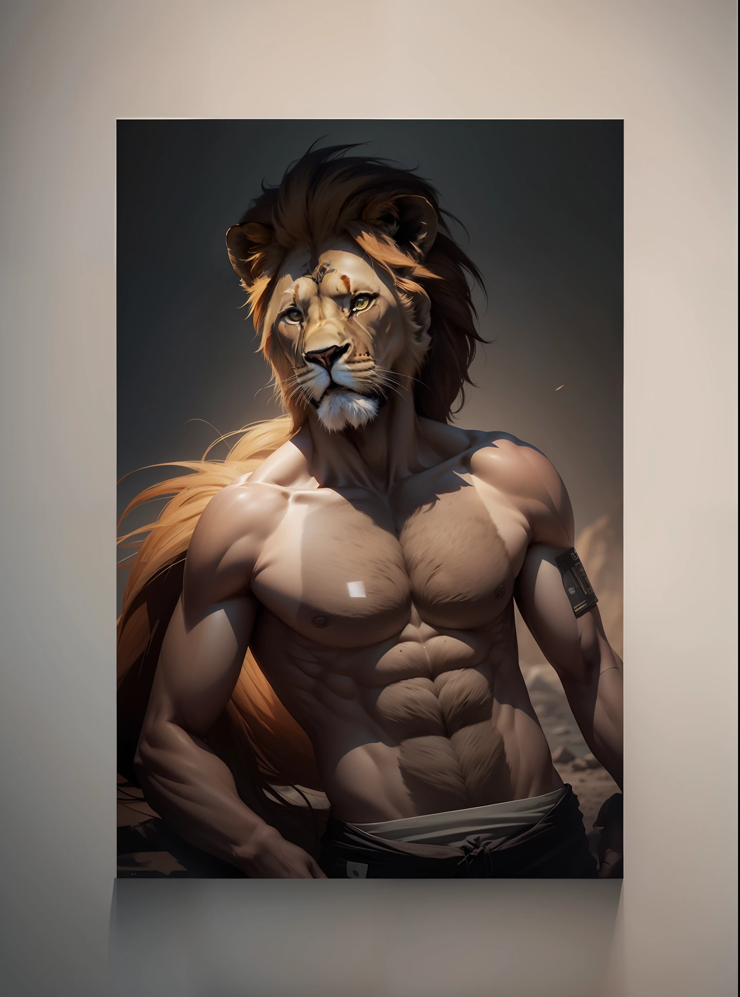 Change background Ultra realistic 4k with lion picture added in my background and face will not change with lion picture