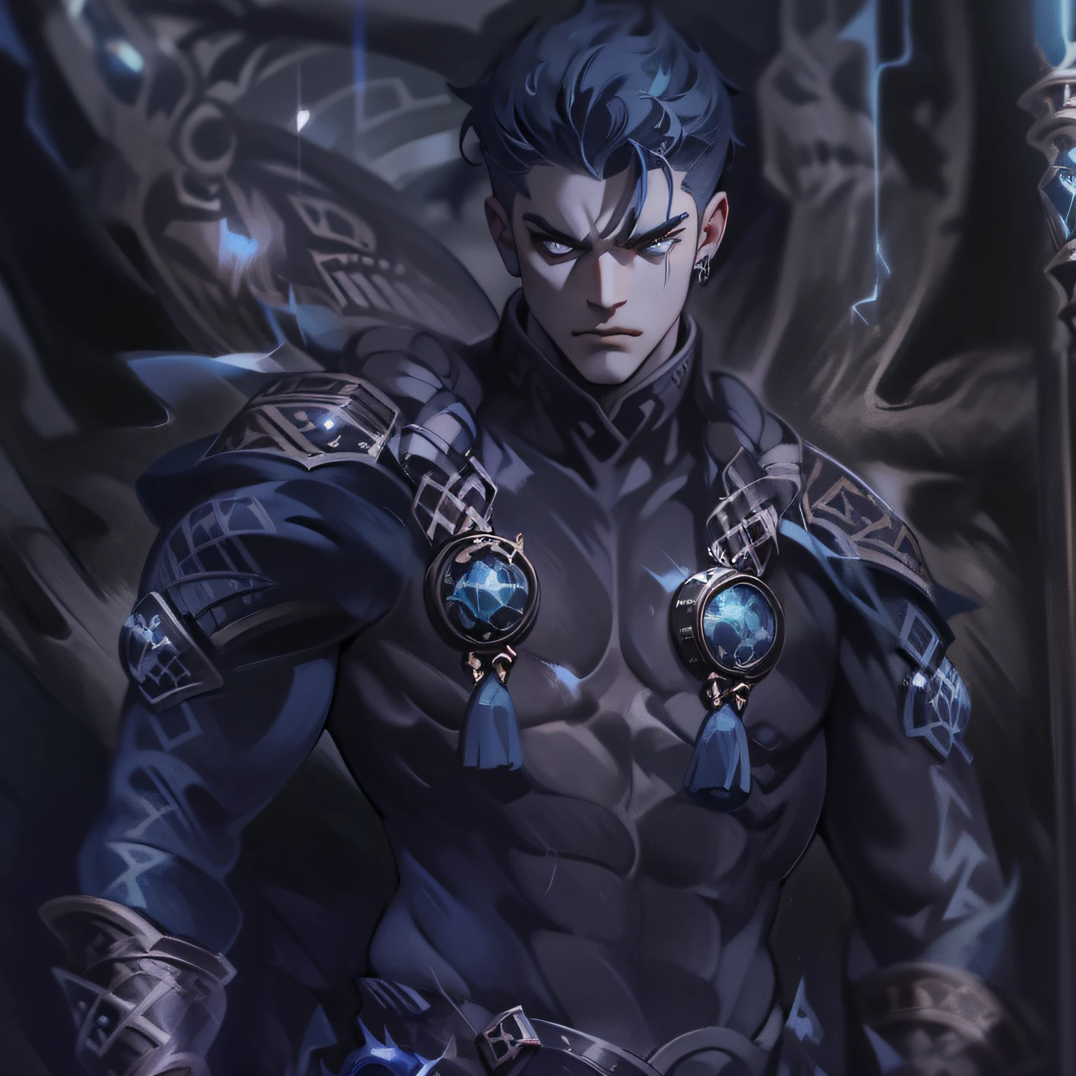 The man in black clothing is an intriguing and imposing figure. His posture is haughty and confident, transmitindo uma aura de poder sombrio. Seu magro, Athletic body is wrapped in a detailed mechanical punk outfit, where the fusion of steampunk style with technological elements creates a unique and futuristic look.

The new costume concept is even bolder, incorporating metallic details and gears that adorn your clothes in a functional and stylistic way. Arcane symbols are inscribed on the folds of the fabric, Revealing Your Connection to the Mystical Arts. Each piece of the suit is designed to exalt your presence on the battlefield, where the combination of style and functionality becomes a manifestation of your complex personality.

Em um retrato de corpo inteiro no estilo d&d, He is depicted in the midst of darkness, highlighting your ability to move in the shadows with agility and discretion. O olhar sereno e intenso de seus olhos, com olheiras proeminentes, reflete a carga emocional que carrega em sua jornada.

Vestido em uma dark space mercenary outfit, Your clothes merge with the technology of outer space, providing protection from the dangers of the cosmos. Details in dark tone and with strategic cuts reveal its ability to move easily in any hostile environment.

The Anime Art Style Trigger reveals striking features on his face, com olhos grandes e expressivos que exibem a dualidade de sua natureza. Seus olhos, com um verde profundo e escleras negras, reflect the complexity of their feelings and decisions.

The complexity of the character also manifests itself in the crustpunk style of his clothes, com elementos desgastados e adornos ousados. The combination of punk fashion with arcane and futuristic touches reveals an individual who defies convention and embraces his own identity.

Neste retrato RPG estilo anime jojo