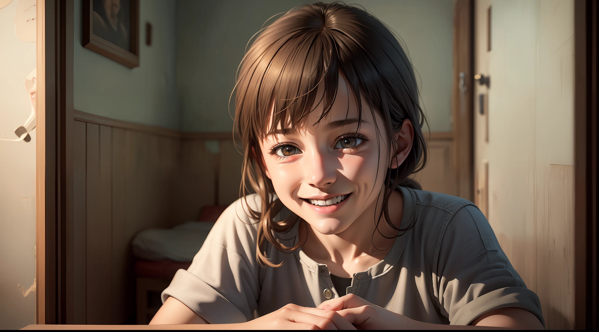 drawing, ultra realistic, 8k, extremely detailed, high quality, smiling man, happy look playing with poor children, in the orphanage, photos, natural light, night, stars, ultra realistic image, realistic texture, extremely detailed, realistic texture, high quality ,