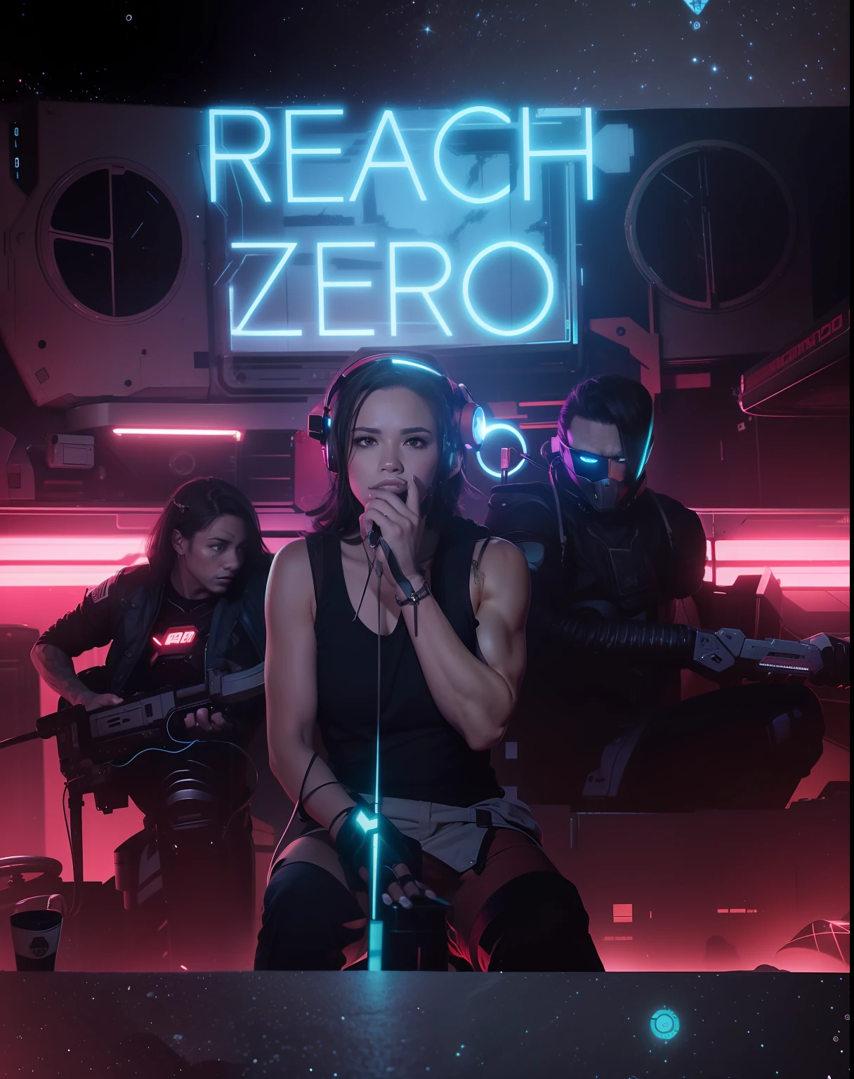 Fundo montanhas, cyber punk