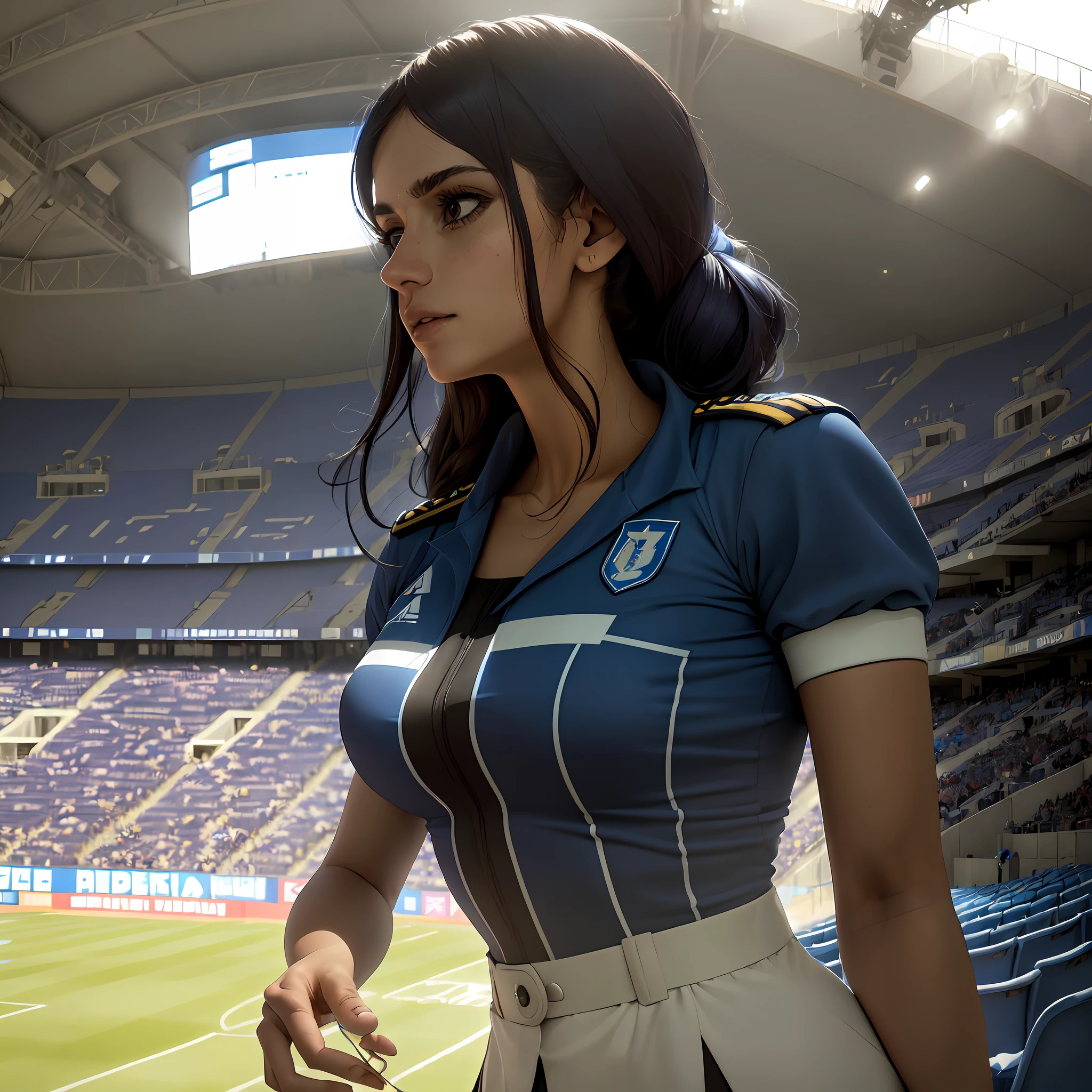 Woman in blue and white uniform standing in a stadium, fernanda suarez, Caroline Gariba, 🐝👗👾, julia sarda, Parece Fabiula Nascimento, linda senhora, Malika Favre, Valentina Embaralhamento, andrea rocha, foto de perfil, Edon Guraziu, imagem de perfil, victoria siemer