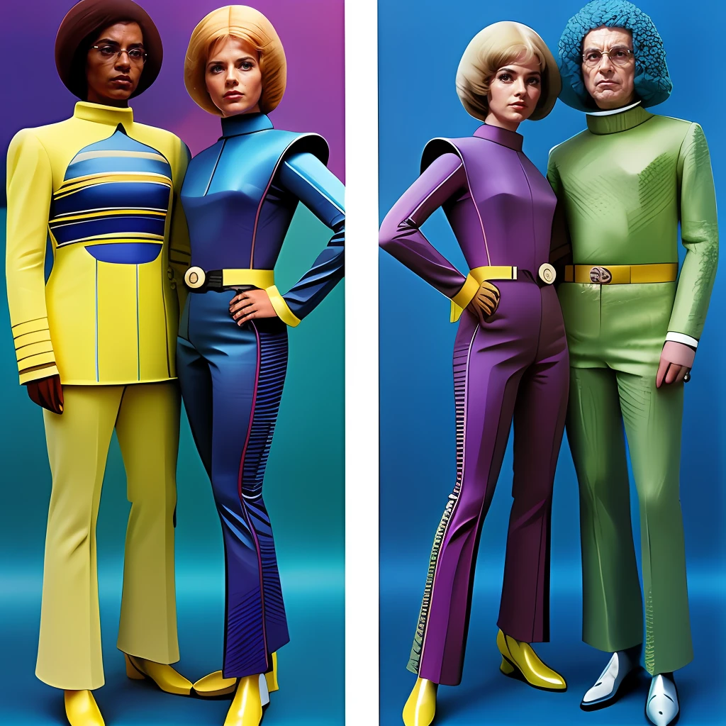 4k image from a 1960s science fiction film by Wes Anderson, Filme O Grande Hotel Budapeste, pastels colors, Young people wearing retrofuturistic alien glasses and holding colorful suitcases and chests on the bus, Retro-futuristic fashion clothes from the 60s with old robots, Luz Natural, Psicodelia, futurista estranho, retro-futurista, photo-realistic, Sharp background details.