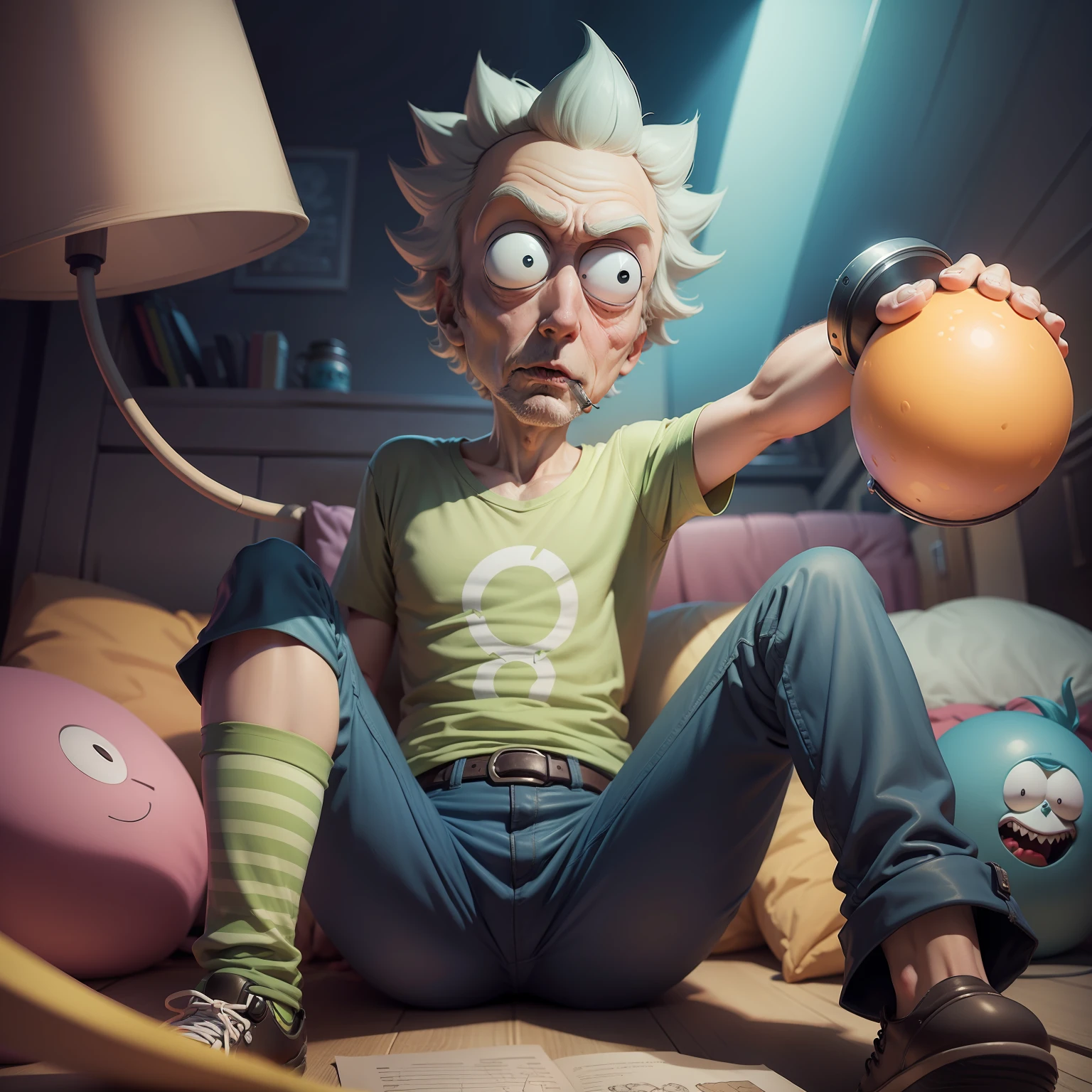 Crie uma imagem do personagem Rick and morty do desenho