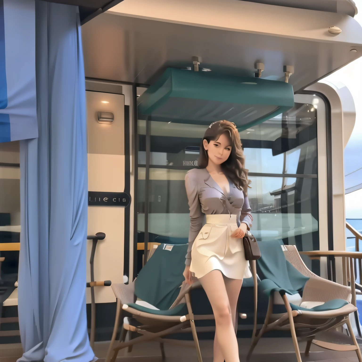 Cruise ships,the sea,Beautuful Women,Long legs,Realistis,high qulity,ultraclear