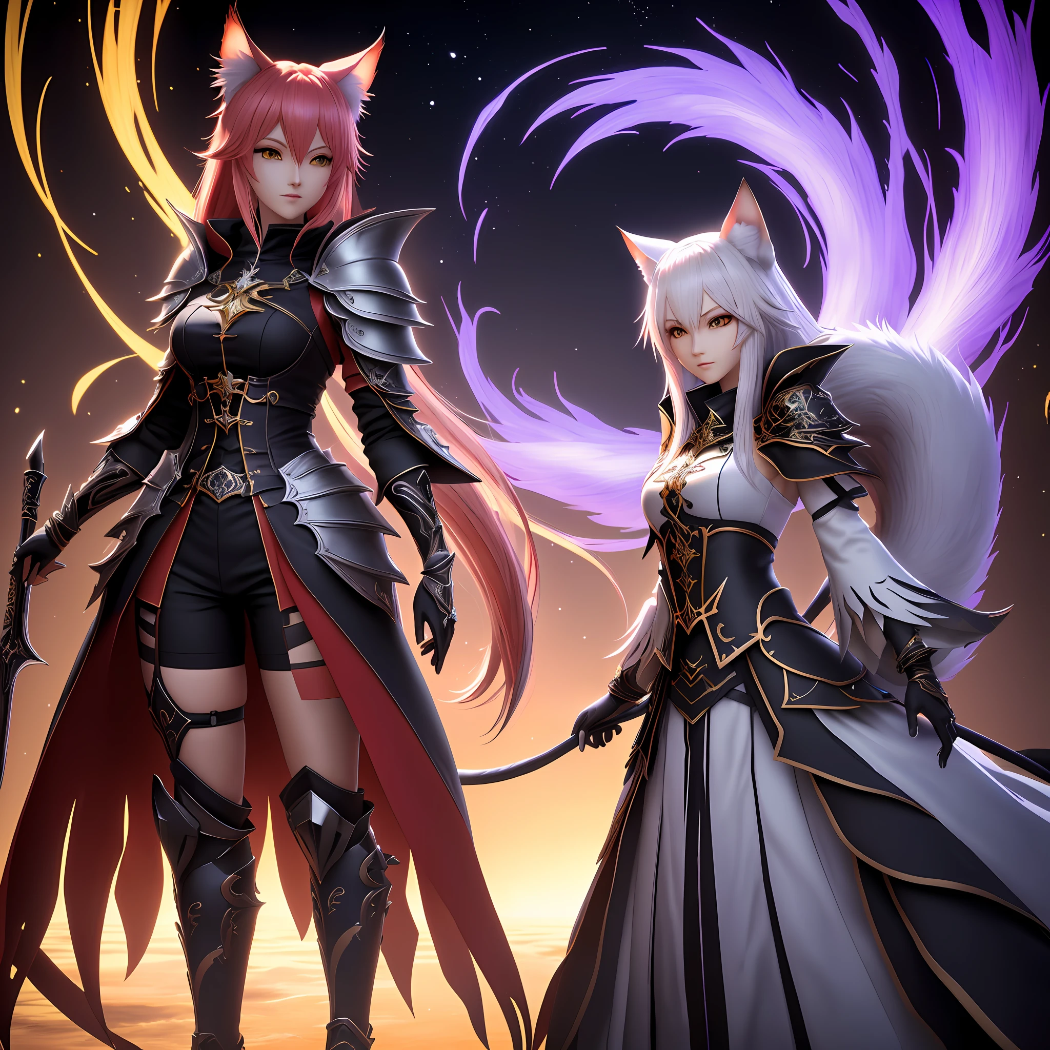 rudeus, anime, There is a woman with a cat costume and a cat's tail, personagem de fantasia digital, stuning fantasia 3 d render, impressionante render 3d de uma fada, arte de fantasia digital colorida, Ahri, arte de fantasia digital, personagem de fantasia hiperdetalhado, Armadura inspirada em Kitsune, arte de fantasia digital ), 3 d render arte do caractere 8 k, arte digital de fantasia