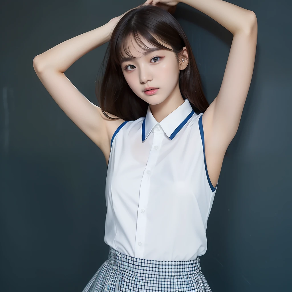 school girl,armpit,sleeveless dress shirts