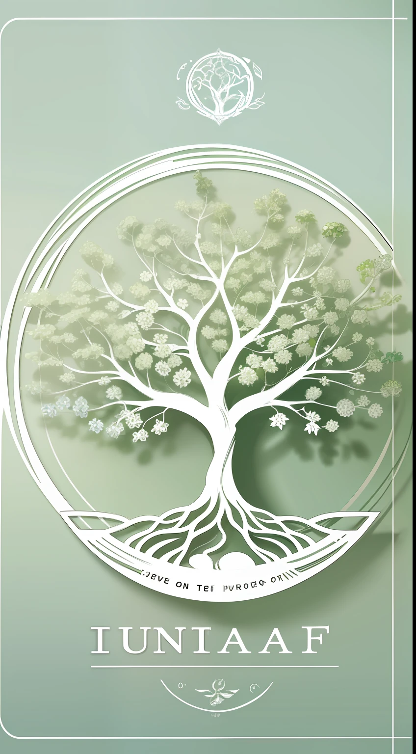 Logotipo completo, centrado, fundo branco, terapia familiar, minimalista, 2d, divine tree, Tree of Life, letras CESCAN