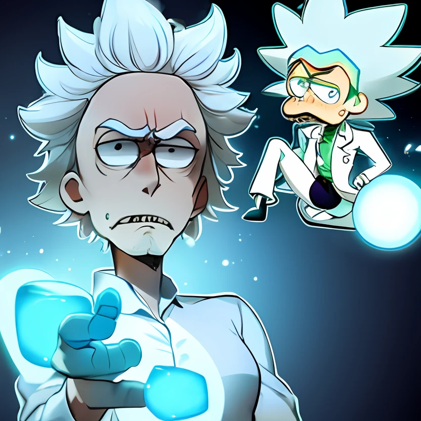 Um desenho animado de um homem de casaco branco, Rick, Rick and Morty, Rick Sanchez