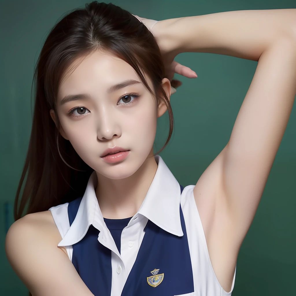 school girl,armpit,sleeveless dress shirts