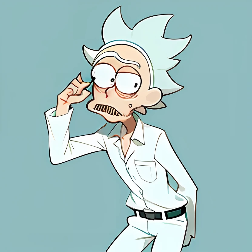 Um desenho animado de um homem de casaco branco, Rick, Rick and Morty, Rick Sanchez