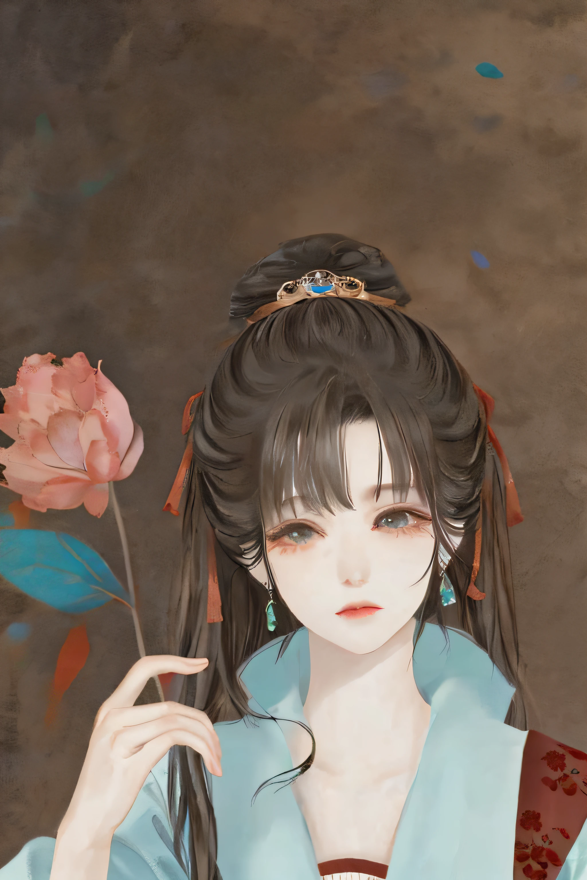 Ancient Chinese beauties sit in the sky and fly，wearing ancient Chinese costume，Flowing tulle，Light silk，Lazy posture，large lotus leaf，lotuses，Ink painting style，clean color，Decisive cut，Leave white space，impressionistic，tmasterpiece，ultra-detailliert，Epic composition, high qulity, HighestQuali, 4k --v 6