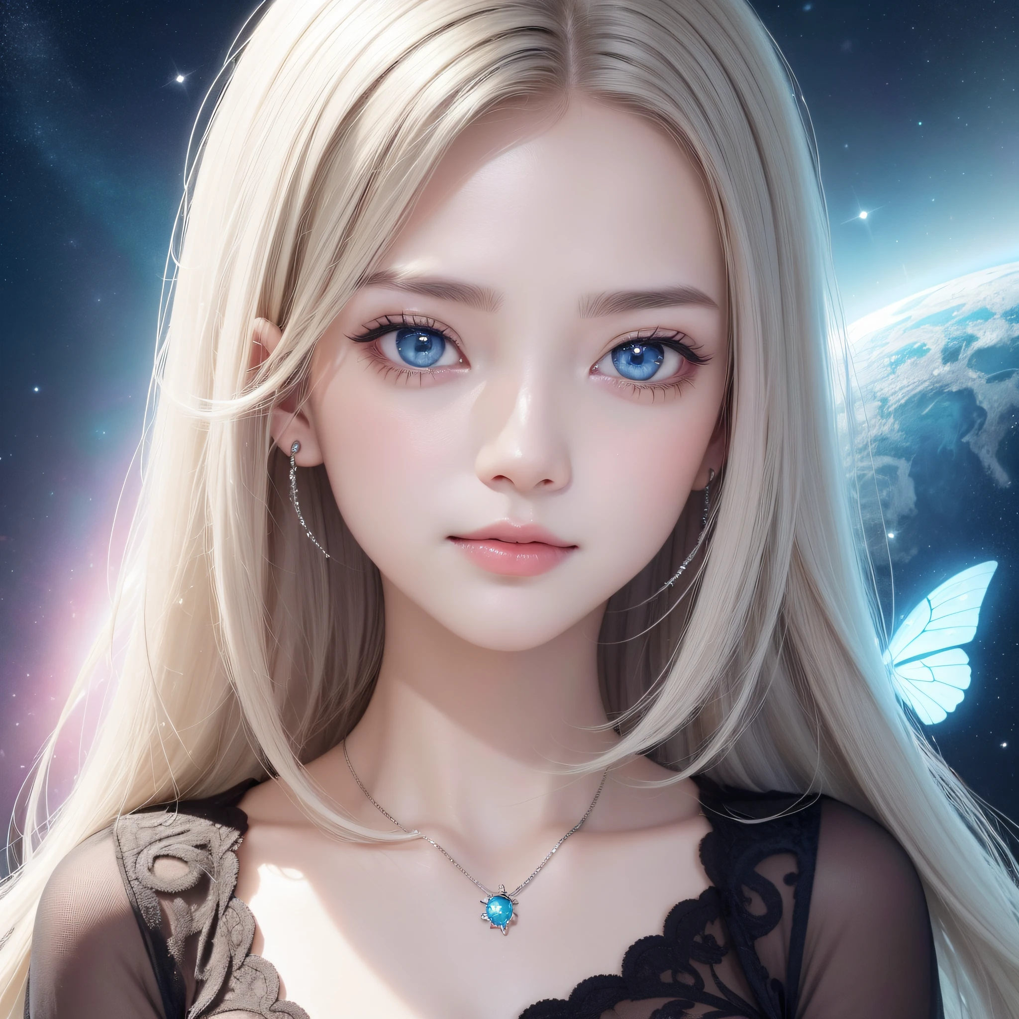 close up of face、close up of face、close up of face、Super masterpiece、vivd colour、colourfull、One woman's face、((Cute cat in clothes)),Anthropomorphic representation, Rich colors, exquisitedetails, (masutepiece,Best Quality:1.5), (Butterfly exquisite CG), (High resolution:1.5)、(big eye:1.2)、(deep dark green eyes、Sapphire green eyes、round and large eyes、radiant eyes)(Smile with the corners of your mouth raised、Open your mouth a little、lipgloss)、(bangss、short silver hair)、(the background is the universe、shine)、The photo is、Only very beautiful eyes are taken in close-ups.。His eyes are charming.、Has magical powers to captivate the viewer。eye color is bright、Have a deep gaze。Its color shines like a jewel、Deep, As if it spreads out like a space。There is a moist shine in his eyes.、Shine like tears。The glow is like a star々It seems to illuminate the darkness of the universe.、Mysterious and enchanting。long eyelashes that spread beautifully around the eyes,,,,,.、Makes the eyes even more attractive。There is such elegance that eyelashes envelop the eyes。There is a faint light in his eyes.、Expressions that make you feel joy and happiness.。You may see a calm expression as if you are smiling......。This beautiful eye picture is、As a symbol of beauty, Deeply moving the viewer.。The brilliance of those charming eyes is、、、、、、Engage your audience、It leaves an eternal impression on your mind。