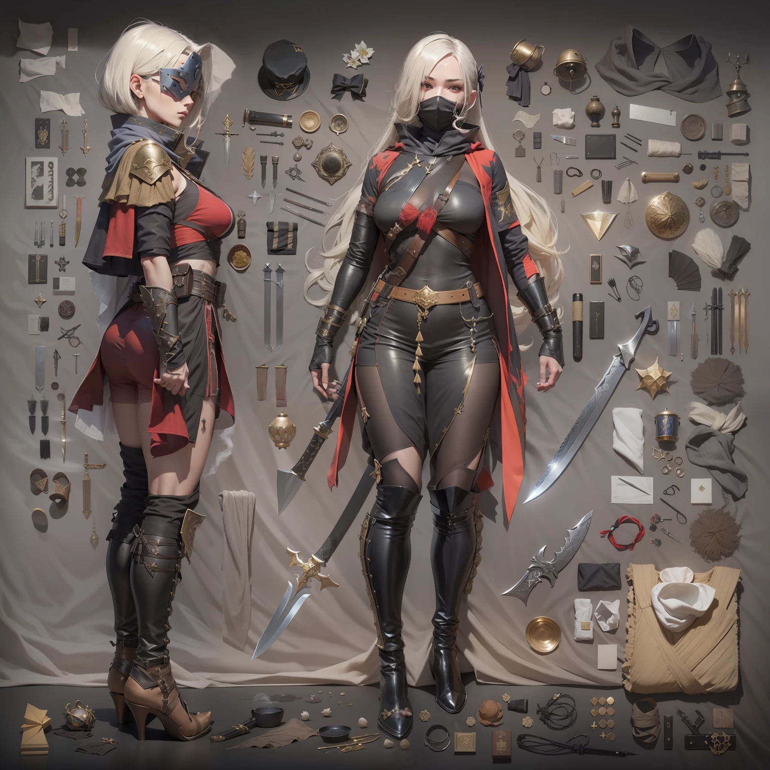 3 d model,Cupcakes, arma, The sword, halter, holdingweapon, 32K, Linen cloak, Top quality, Masterpiece:Faust,,1boys, long whitr hair, clouds, On your stomach, (tmasterpiece,k hd,hyper HD,16k),clutching a sword, buliding, Reflectors, bloods, Eastern Asia, Weapon focus, Skysky, brunette color hair, knifes, trouser, firey, banya, The clothes ar, bandagens, sword sheath, Masks, 独奏
