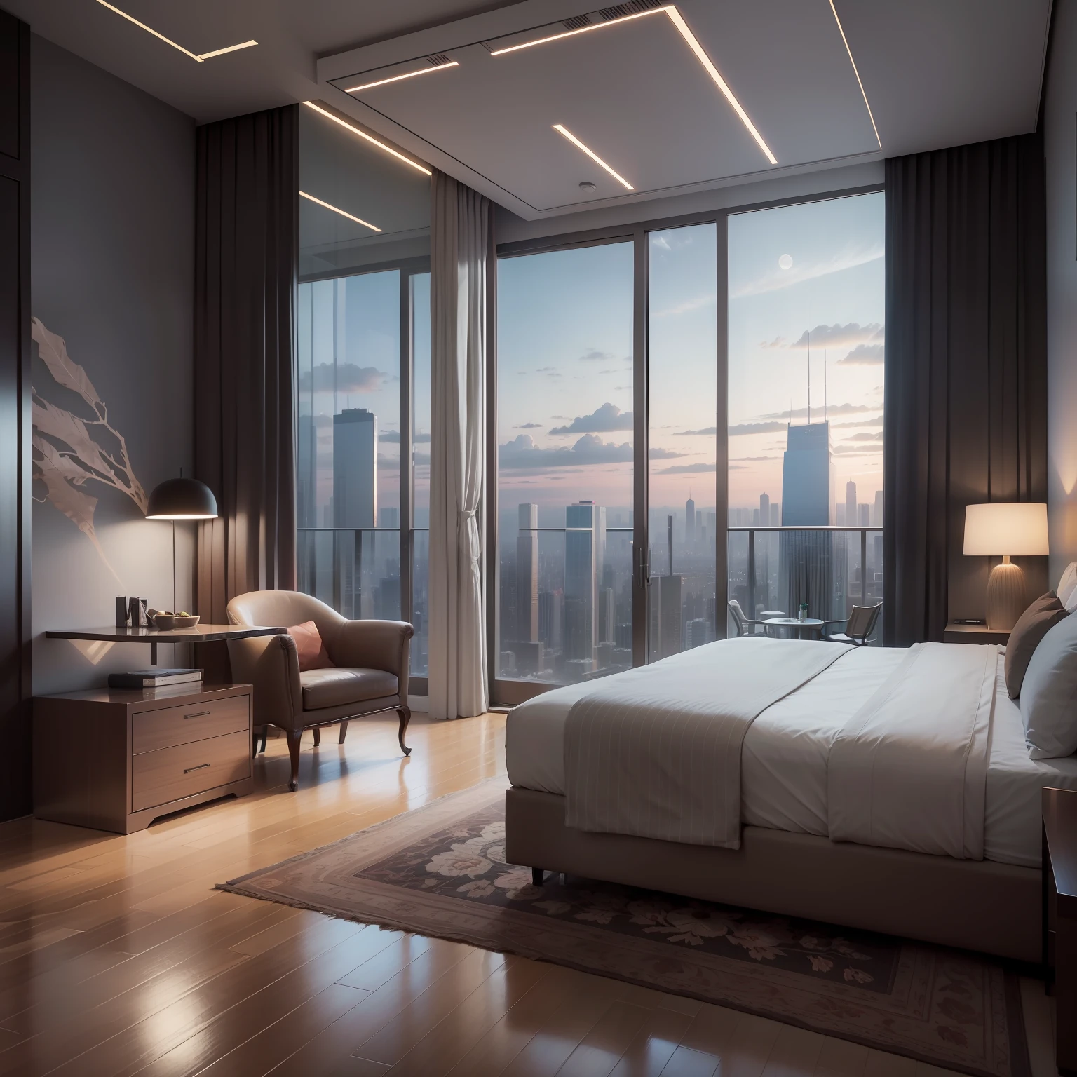 Skyscraper Hotel Rooms　top-quality　a gorgeous　rich　high class　​masterpiece　超A high resolution