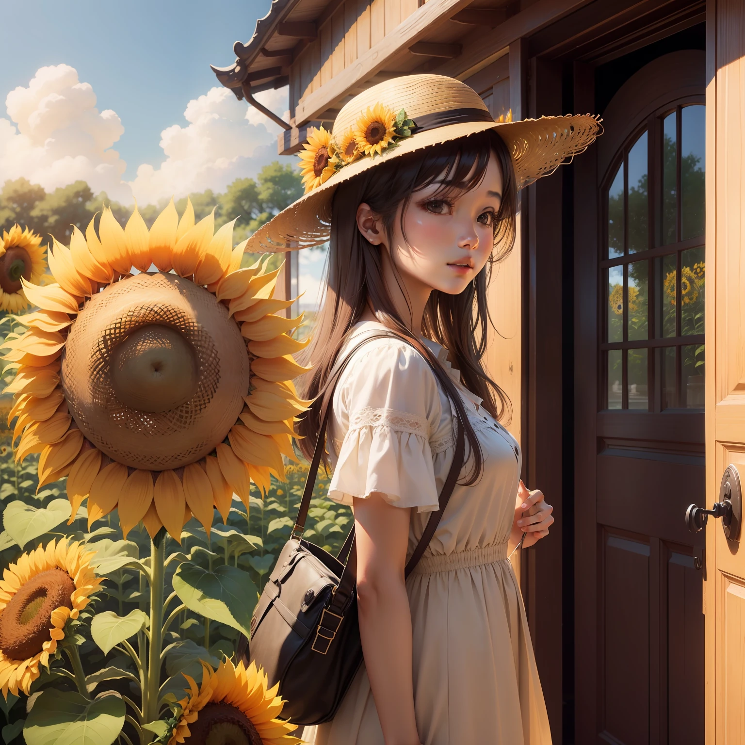 sunflowers fields、a straw fedora hat、Doors Everywhere