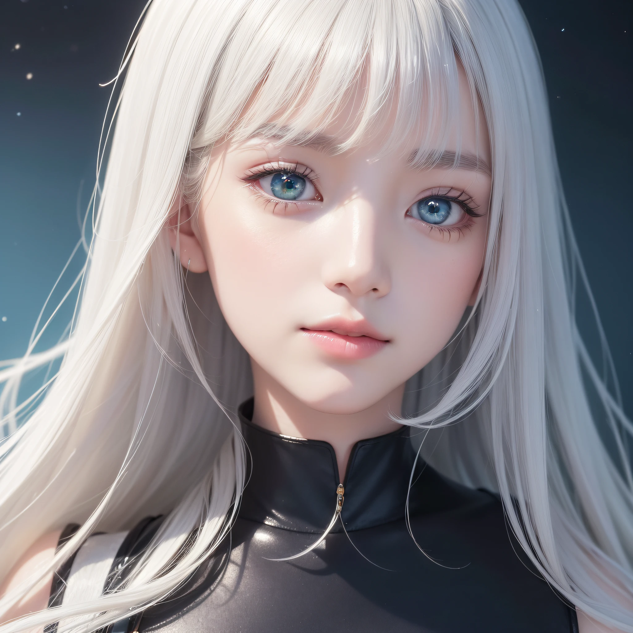 close up of face、close up of face、close up of face、Super masterpiece、vivd colour、colourfull、One woman's face、((Cute cat in clothes)),Anthropomorphic representation, Rich colors, exquisitedetails, (masutepiece,Best Quality:1.5), (Butterfly exquisite CG), (High resolution:1.5)、(deep dark green eyes、Sapphire green eyes、round and large eyes)(Raise the corners of your mouth and smile、Open your mouth a little、lipgloss)、(short silver hair、fluffy hair)、(the background is the universe、shine)、The photo is、Only very beautiful eyes are taken in close-ups.。His eyes are charming.、Has magical powers to captivate the viewer。eye color is bright、Have a deep gaze。Its color shines like a jewel、Deep, As if it spreads out like a space。There is a moist shine in his eyes.、Shine like tears。The glow is like a star々It seems to illuminate the darkness of the universe.、Mysterious and enchanting。long eyelashes that spread beautifully around the eyes,,,,.、Makes the eyes even more attractive。There is such elegance that eyelashes wrap around the eyes。There is a faint light in his eyes.、Expressions that make you feel joy and happiness.。You may see a calm expression as if you are smiling.....。This beautiful eye picture is、As a symbol of beauty, Deeply moving the viewer.。The brilliance of those charming eyes is、、、、、Engage your audience、It leaves an eternal impression on your mind。